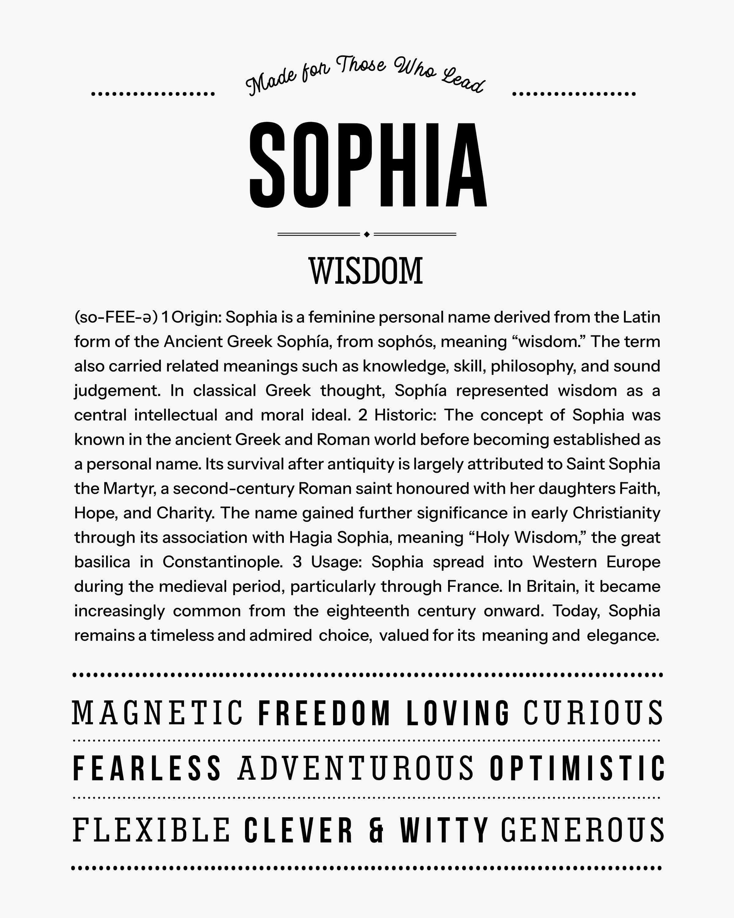 Sophia | Personalised Name Meaning Print – Custom Name Art Gift