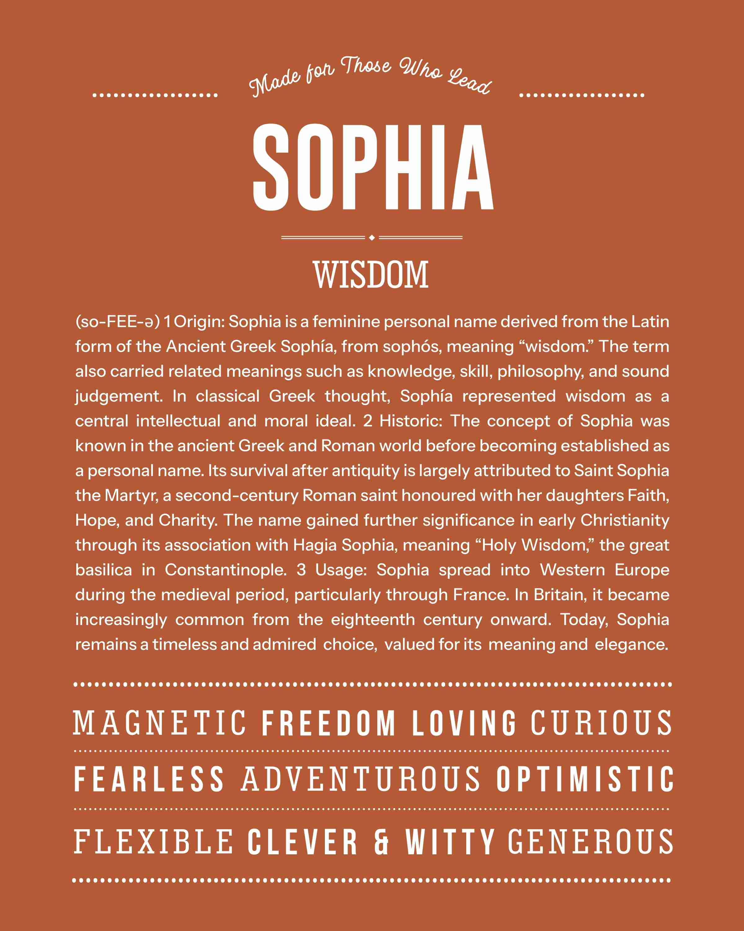 Sophia | Personalised Name Meaning Print – Custom Name Art Gift