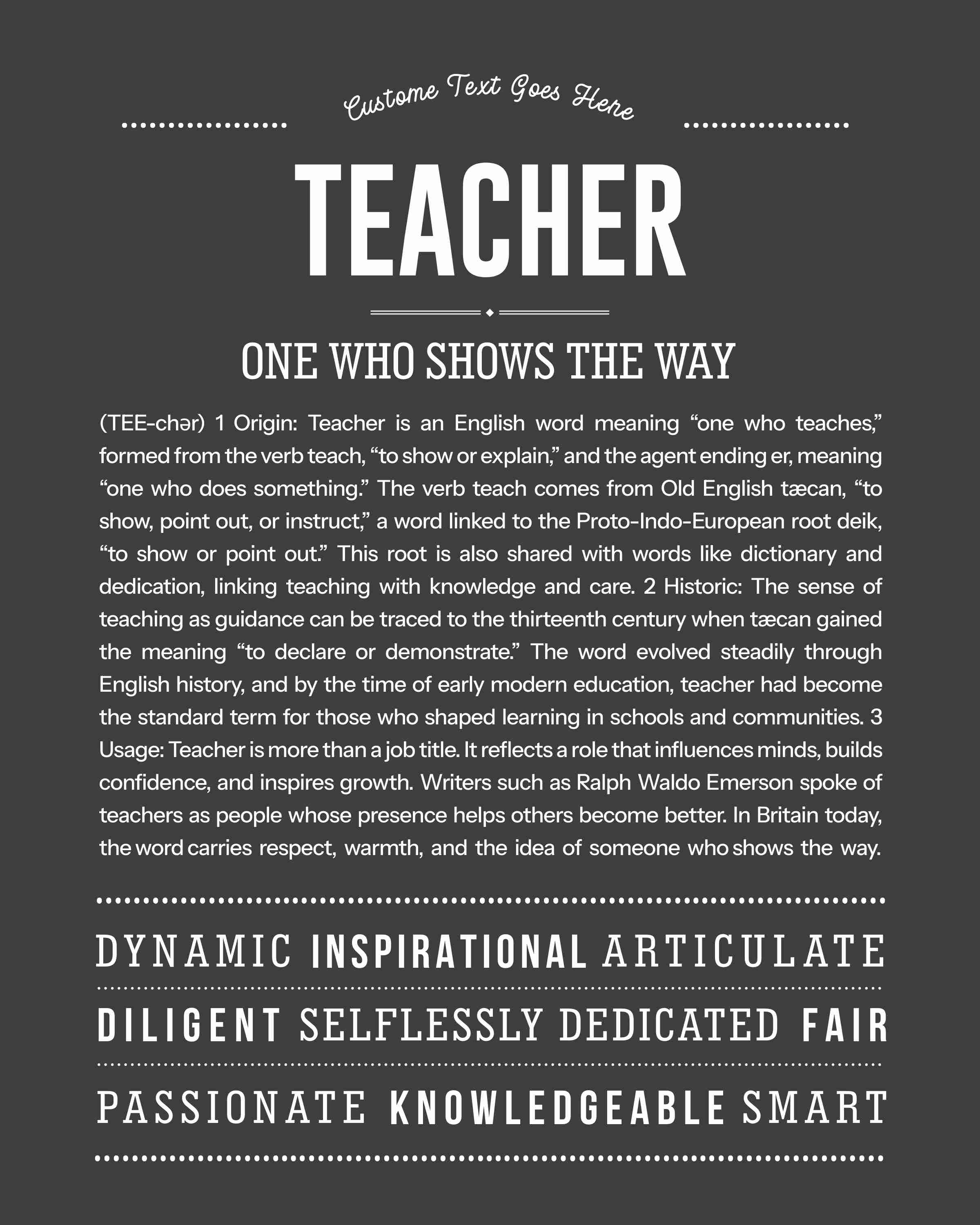 Teacher | Personalised Name Meaning Print – Custom Name Art Gift