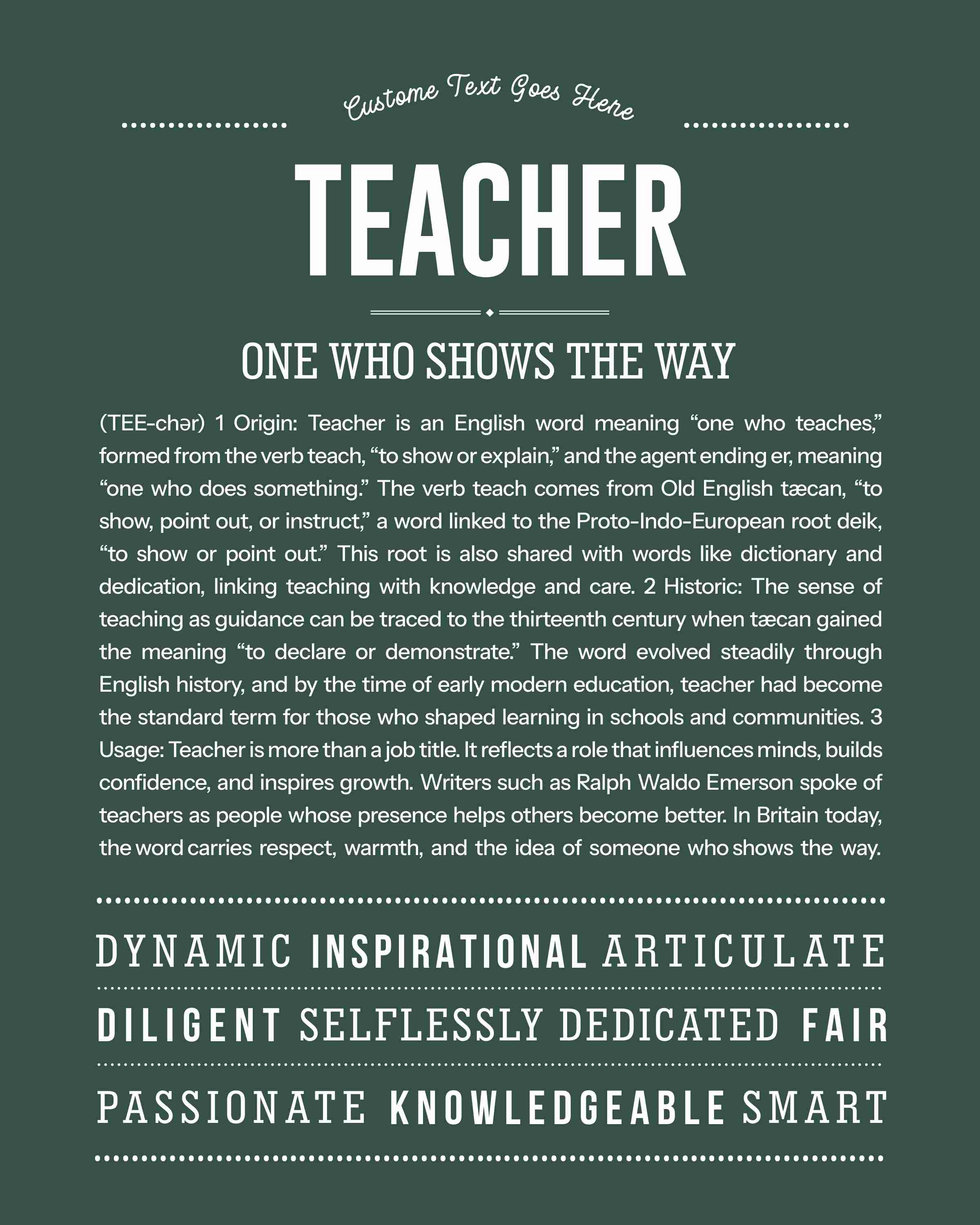 Teacher | Personalised Name Meaning Print – Custom Name Art Gift