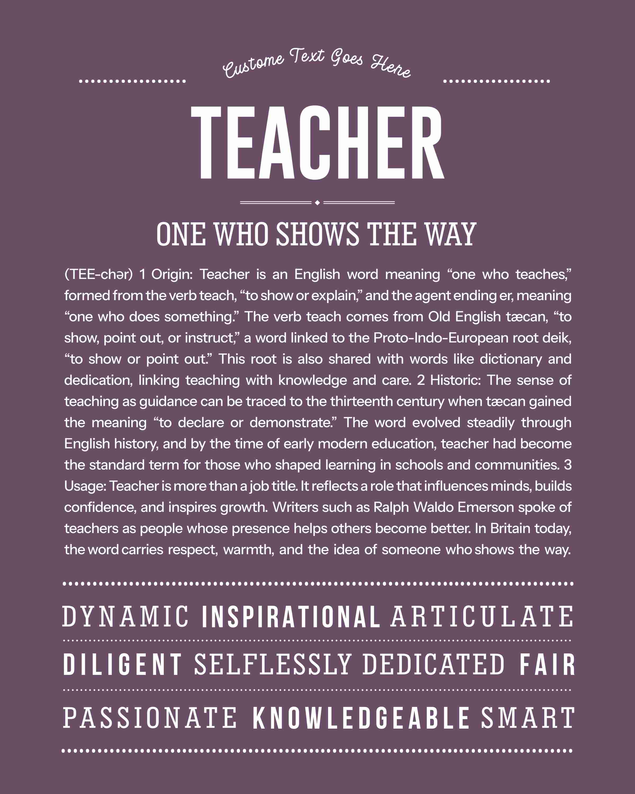 Teacher | Personalised Name Meaning Print – Custom Name Art Gift