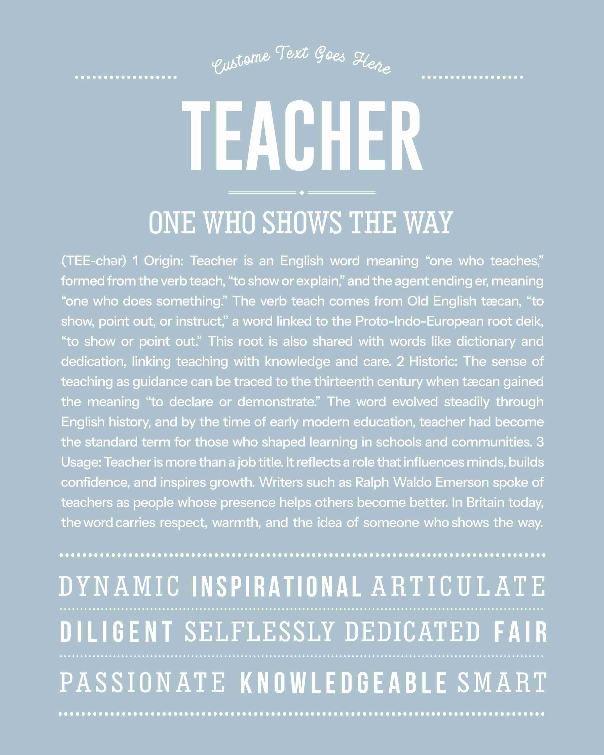 Teacher | Personalised Name Meaning Print – Custom Name Art Gift