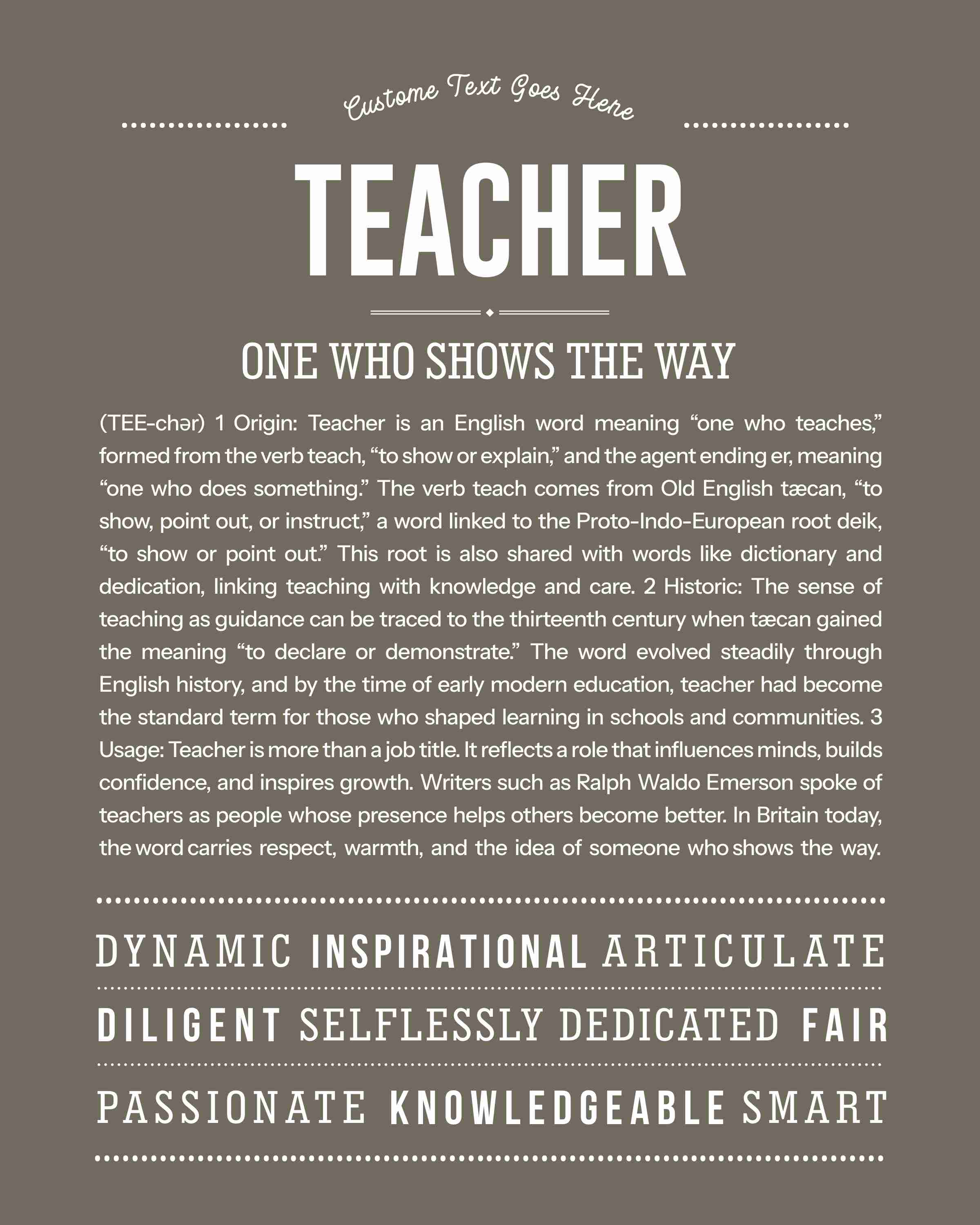 Teacher | Personalised Name Meaning Print – Custom Name Art Gift