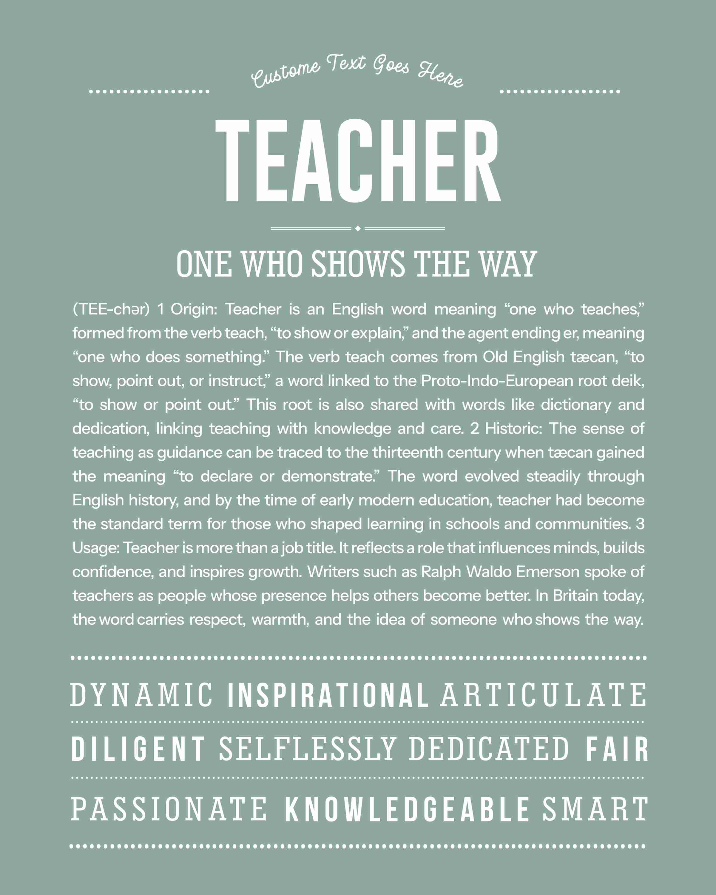 Teacher | Personalised Name Meaning Print – Custom Name Art Gift