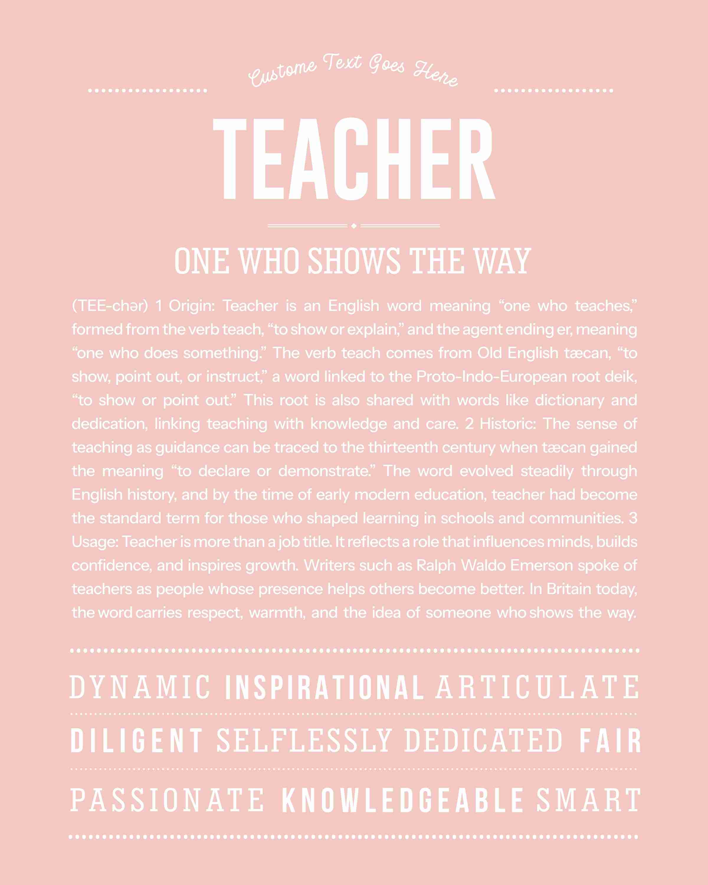 Teacher | Personalised Name Meaning Print – Custom Name Art Gift