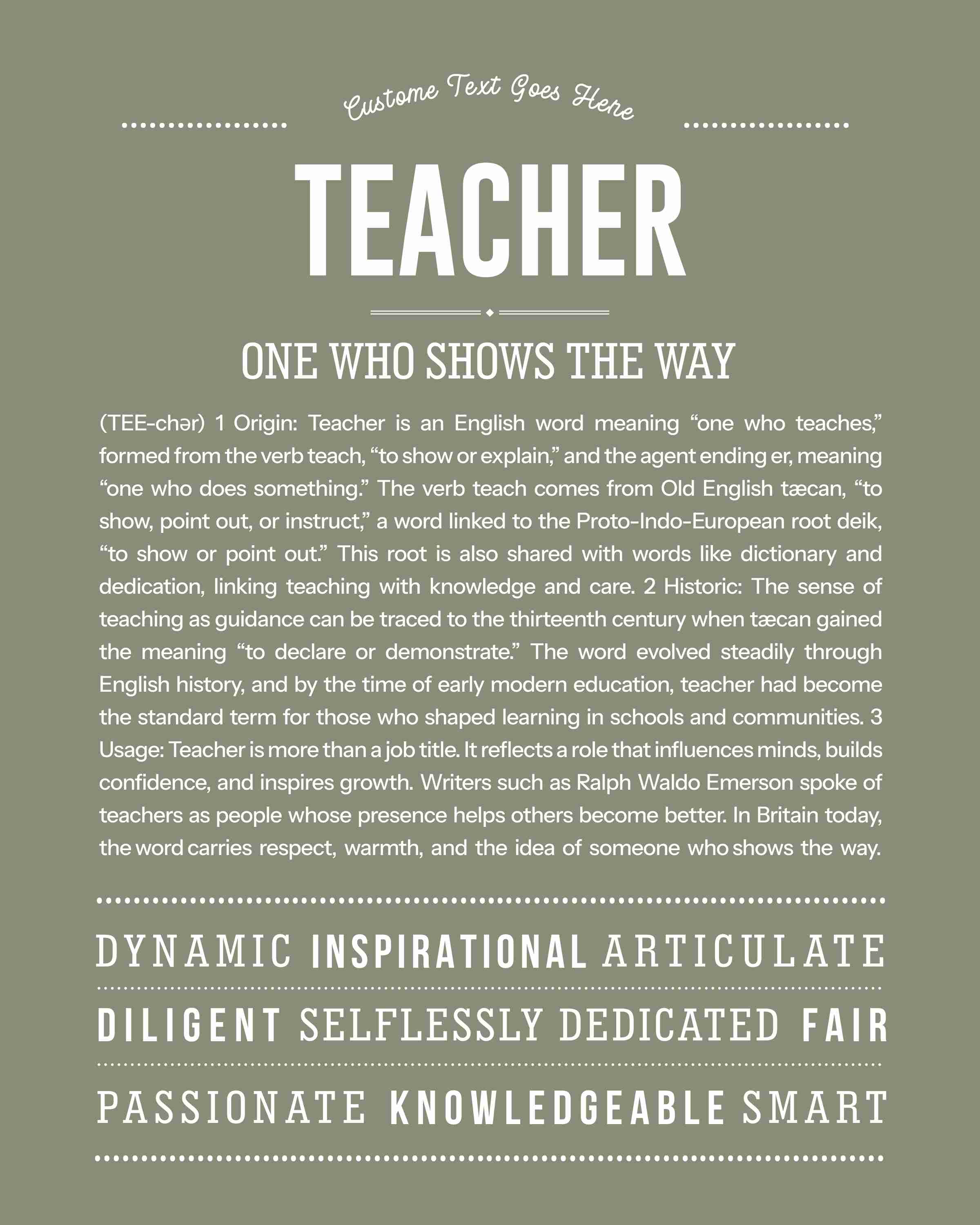 Teacher | Personalised Name Meaning Print – Custom Name Art Gift
