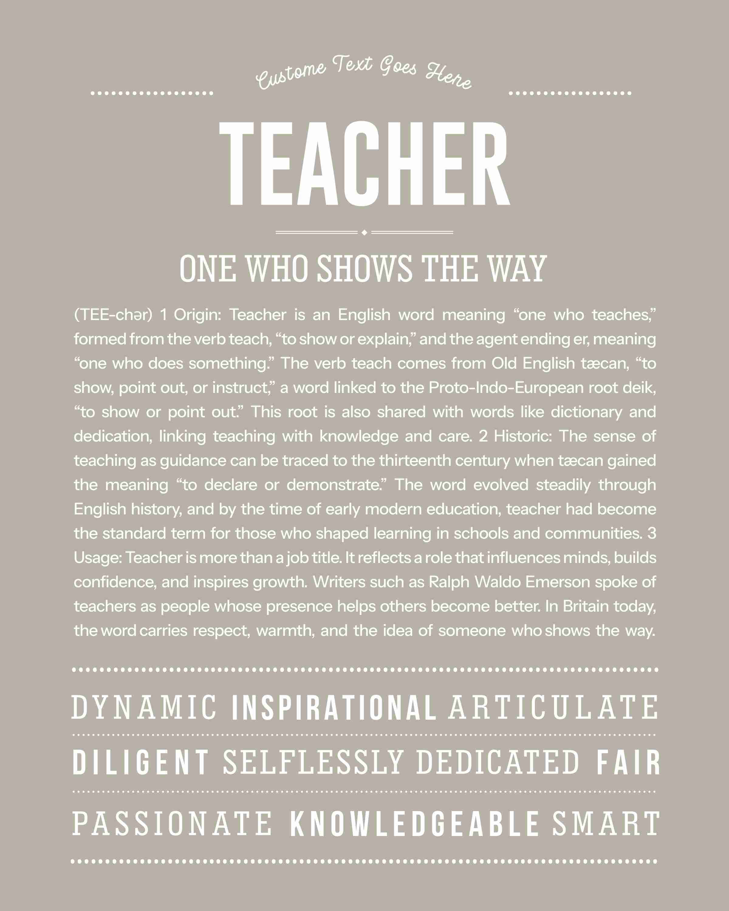 Teacher | Personalised Name Meaning Print – Custom Name Art Gift