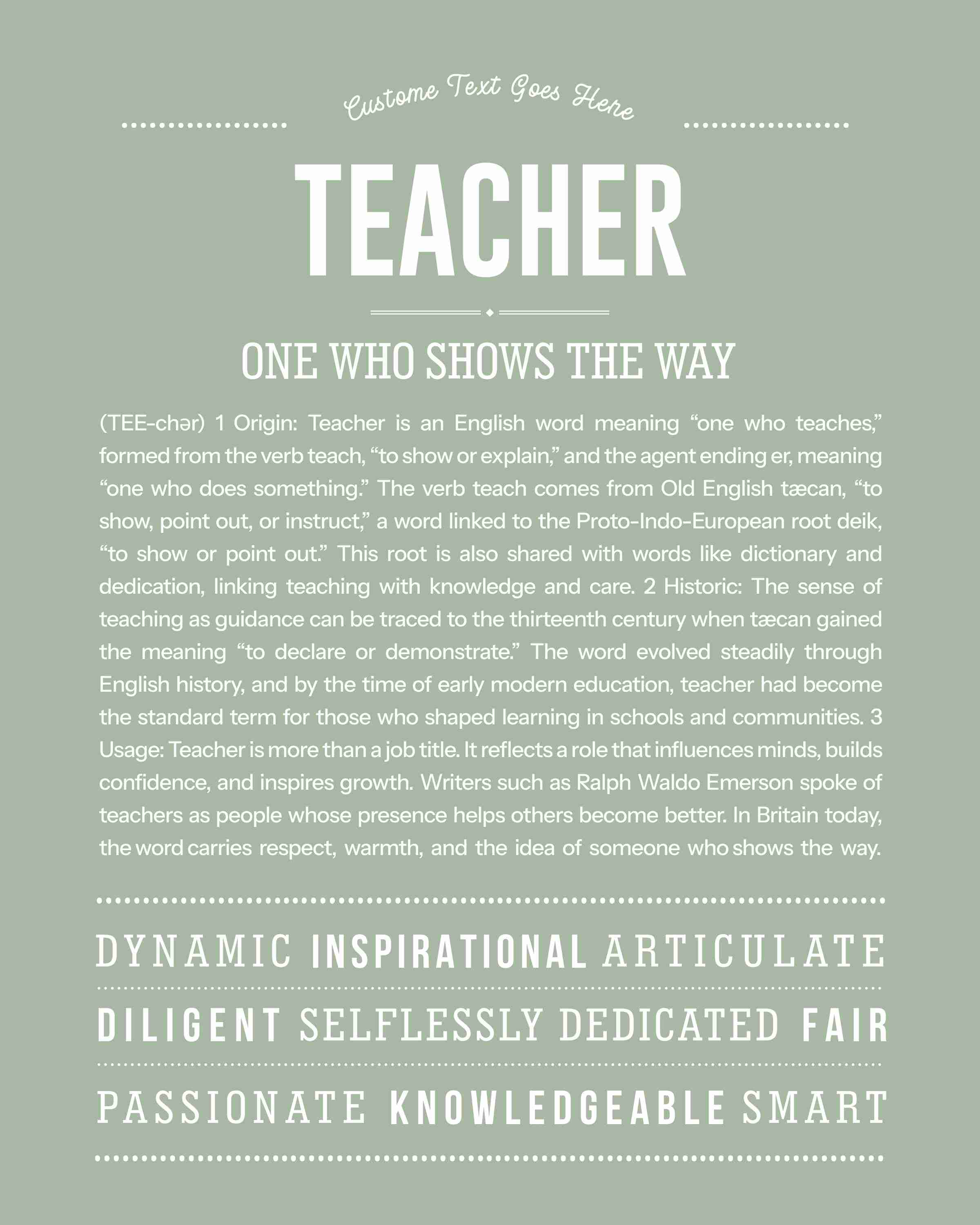 Teacher | Personalised Name Meaning Print – Custom Name Art Gift