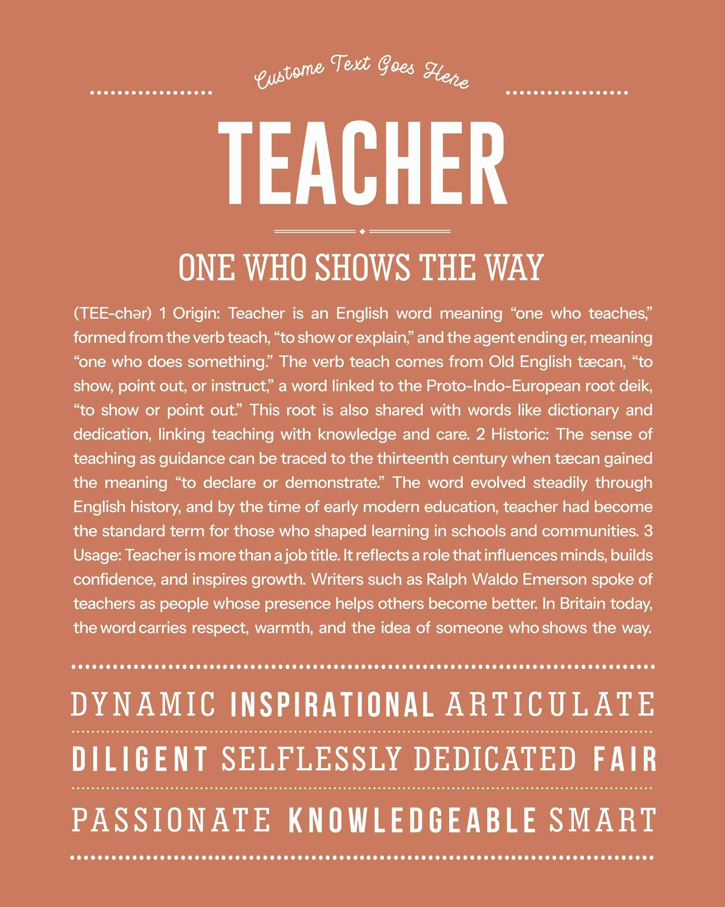 Teacher | Personalised Name Meaning Print – Custom Name Art Gift