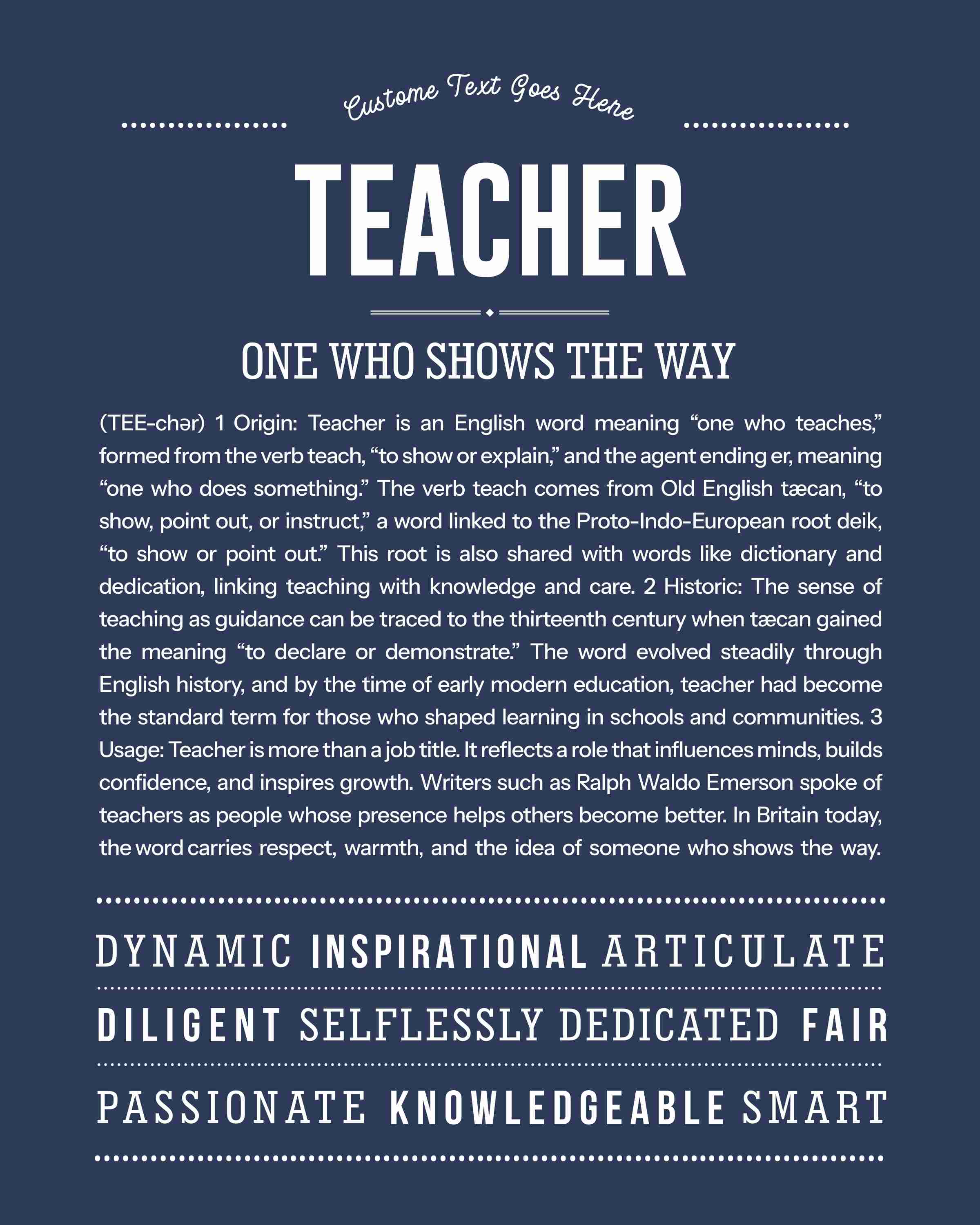 Teacher | Personalised Name Meaning Print – Custom Name Art Gift
