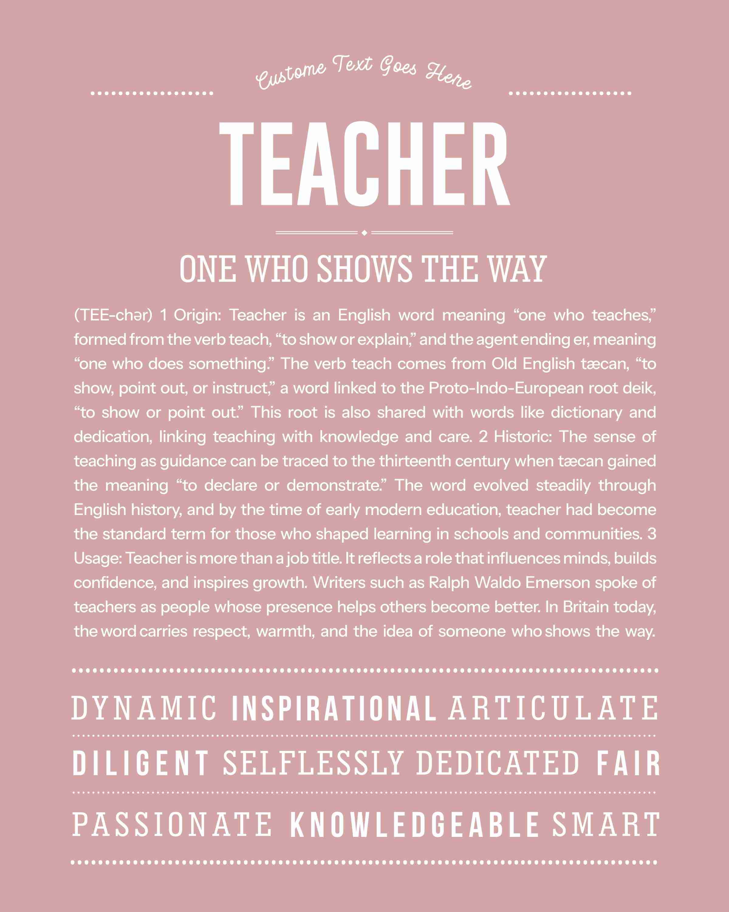 Teacher | Personalised Name Meaning Print – Custom Name Art Gift