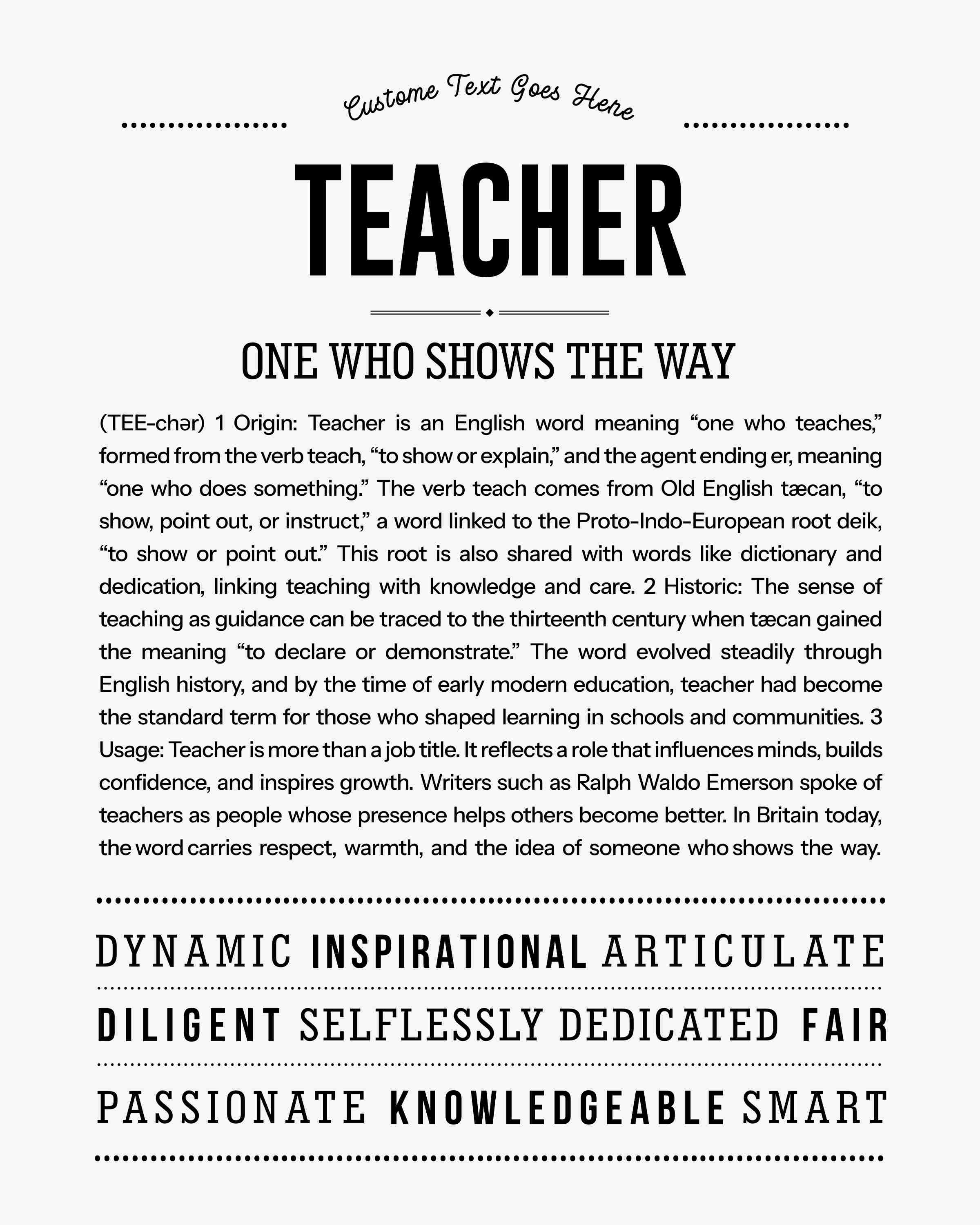 Teacher | Personalised Name Meaning Print – Custom Name Art Gift