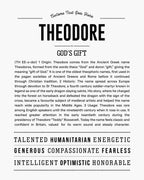 Theodore | Personalised Name Meaning Print – Custom Name Art Gift