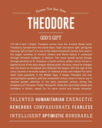 Theodore | Personalised Name Meaning Print – Custom Name Art Gift