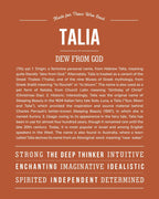 Talia | Personalised Name Meaning Print – Custom Name Art Gift