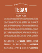Tegan | Personalised Name Meaning Print – Custom Name Art Gift