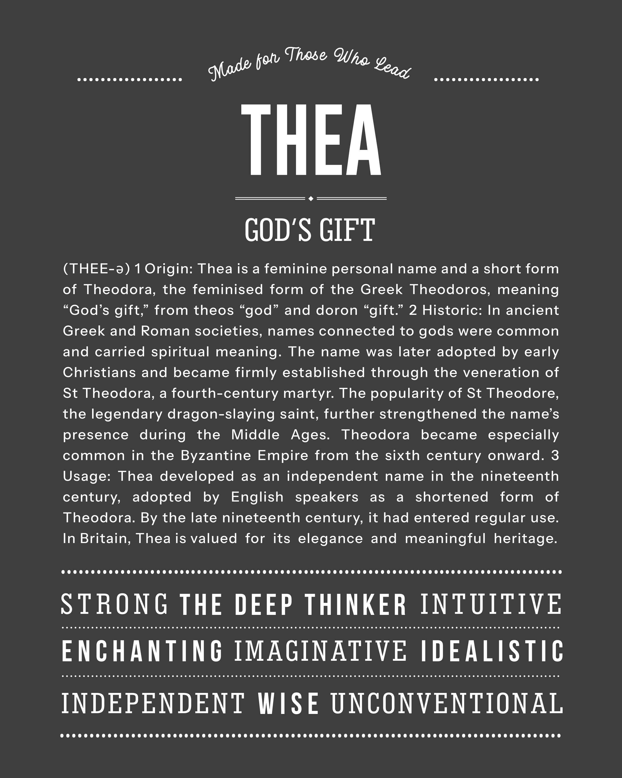 Thea | Personalised Name Meaning Print – Custom Name Art Gift