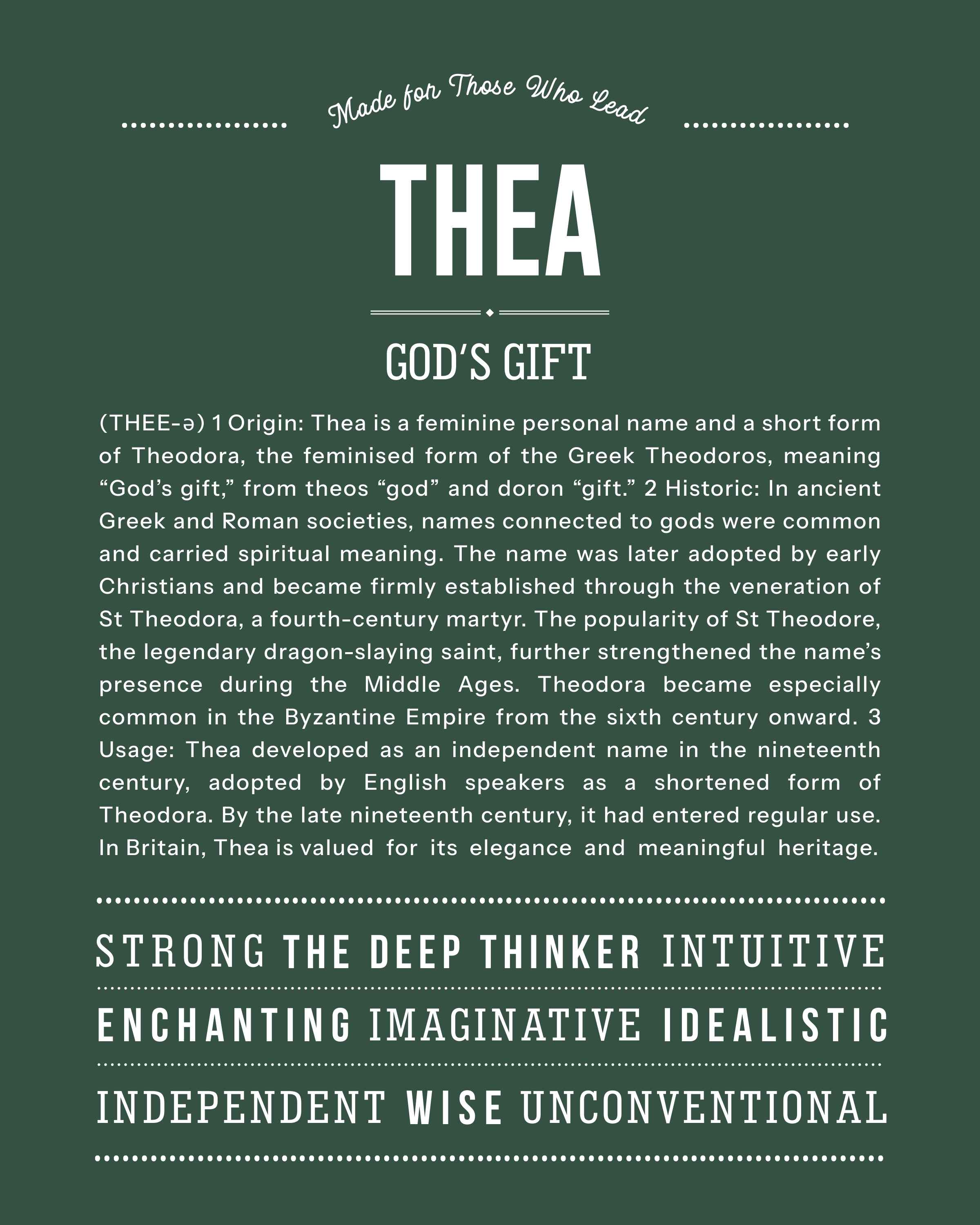 Thea | Personalised Name Meaning Print – Custom Name Art Gift