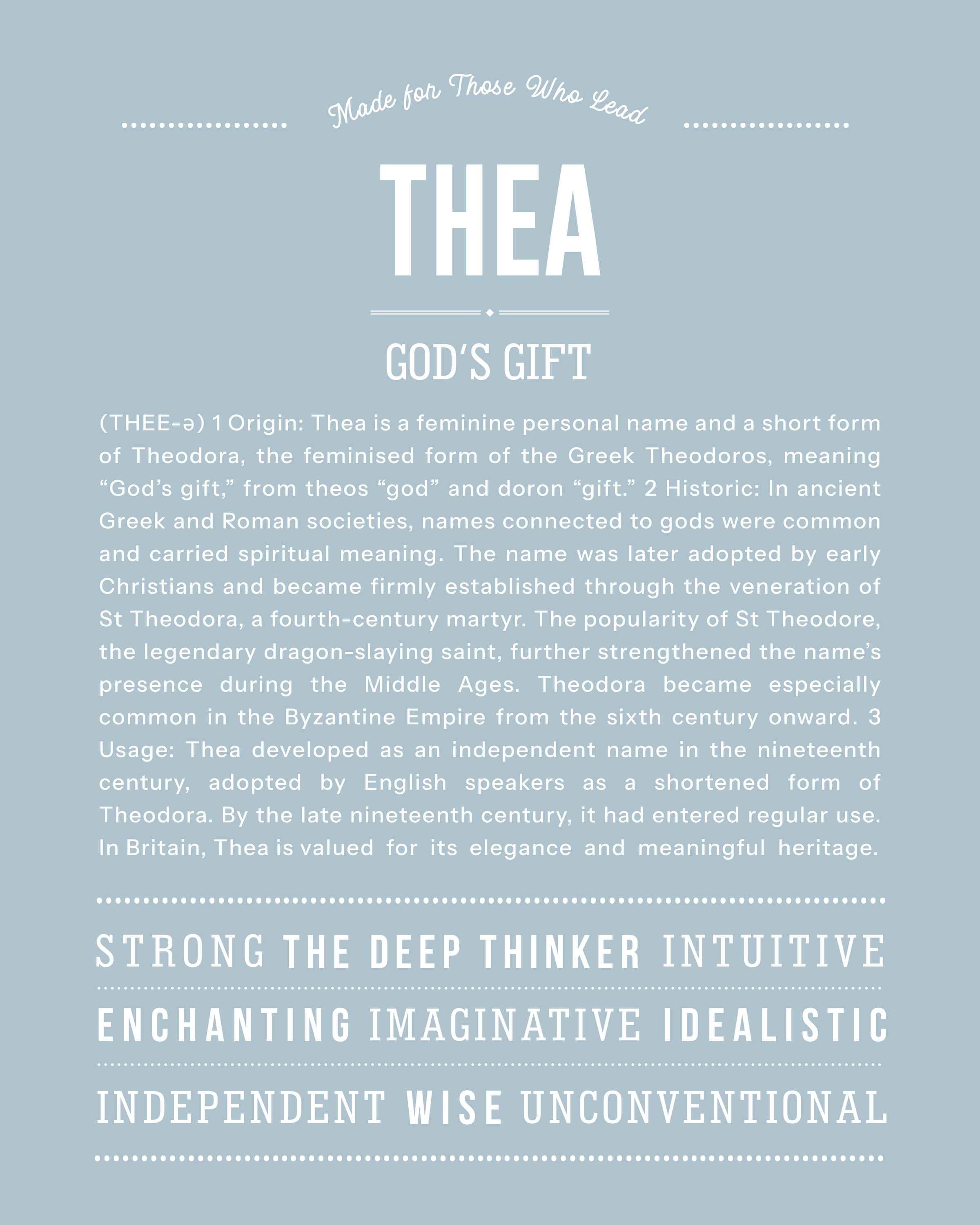 Thea | Personalised Name Meaning Print – Custom Name Art Gift