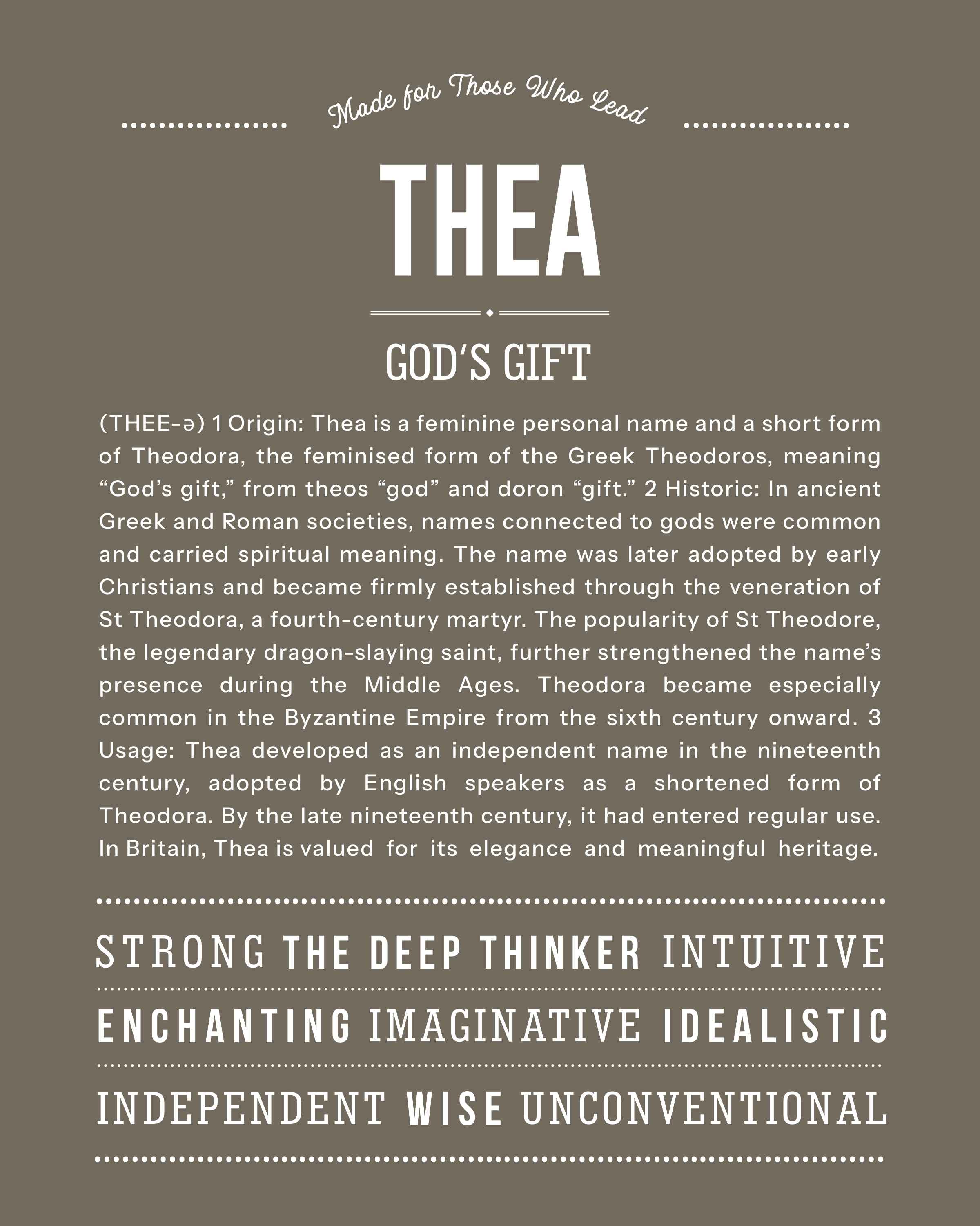 Thea | Personalised Name Meaning Print – Custom Name Art Gift
