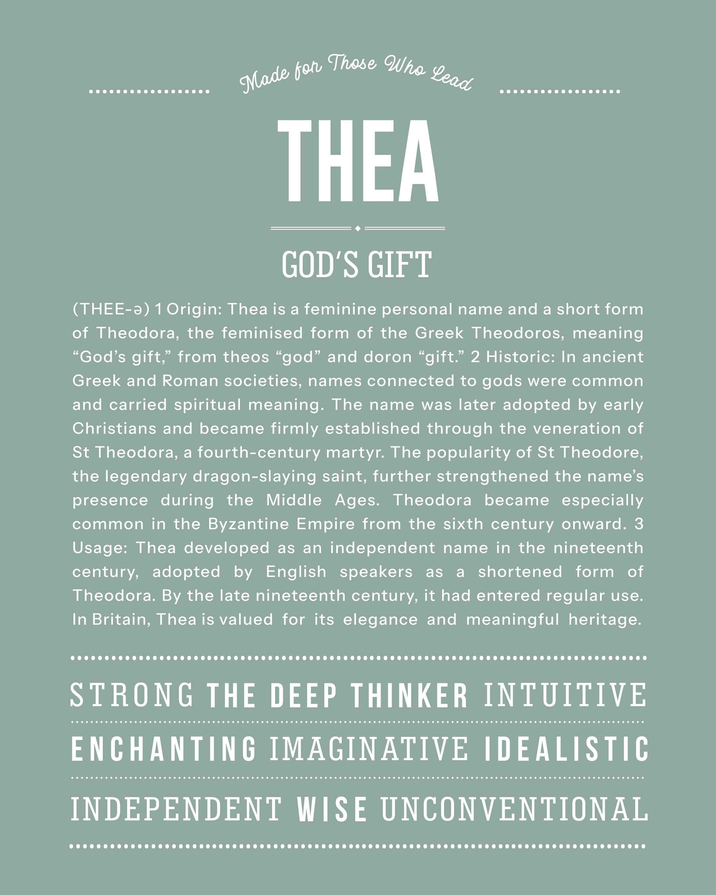 Thea | Personalised Name Meaning Print – Custom Name Art Gift