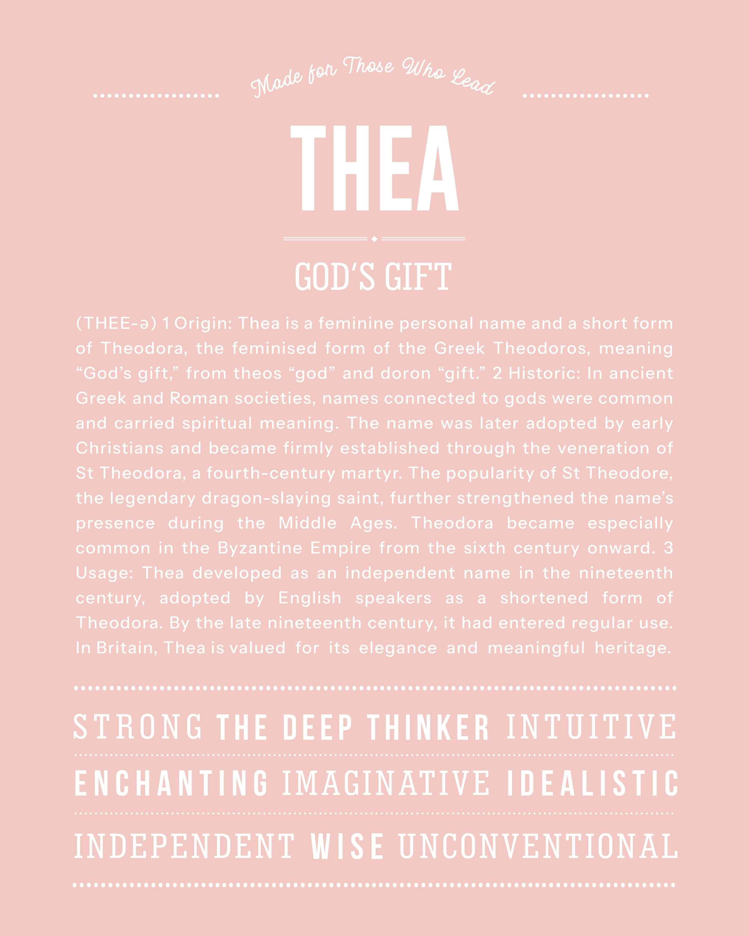 Thea | Personalised Name Meaning Print – Custom Name Art Gift
