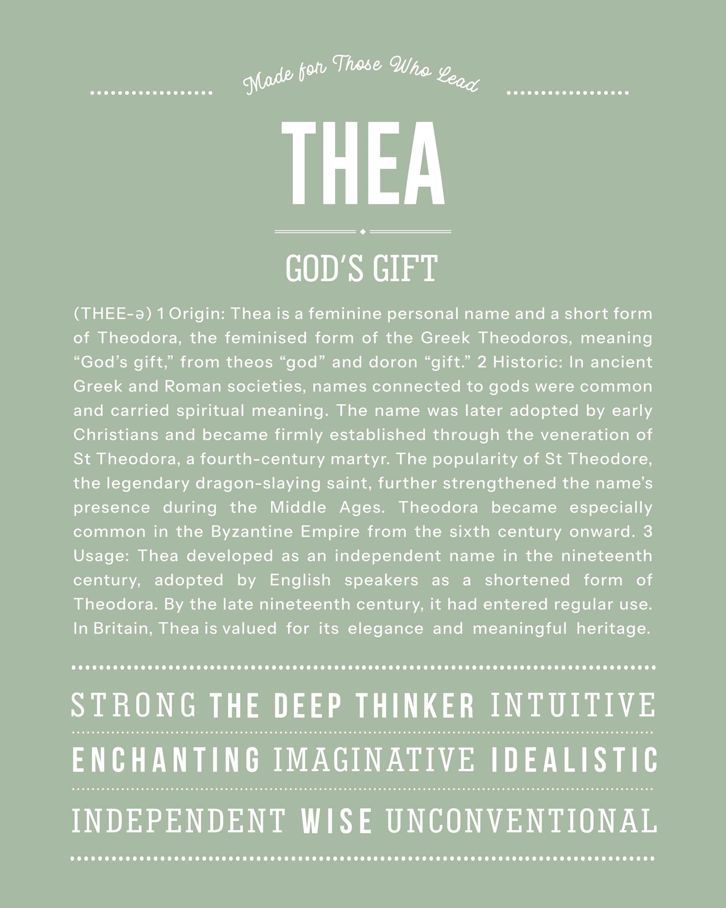 Thea | Personalised Name Meaning Print – Custom Name Art Gift