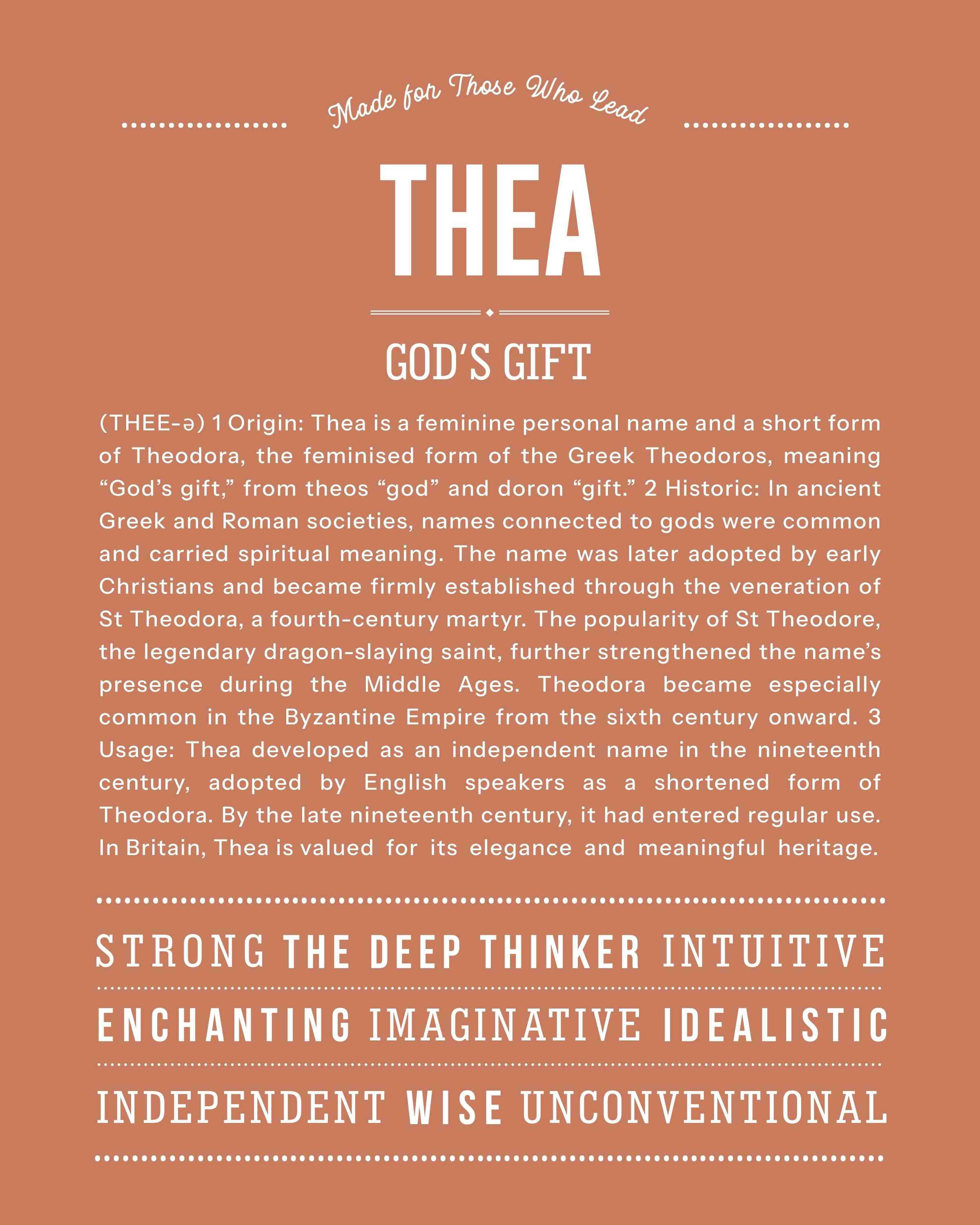 Thea | Personalised Name Meaning Print – Custom Name Art Gift
