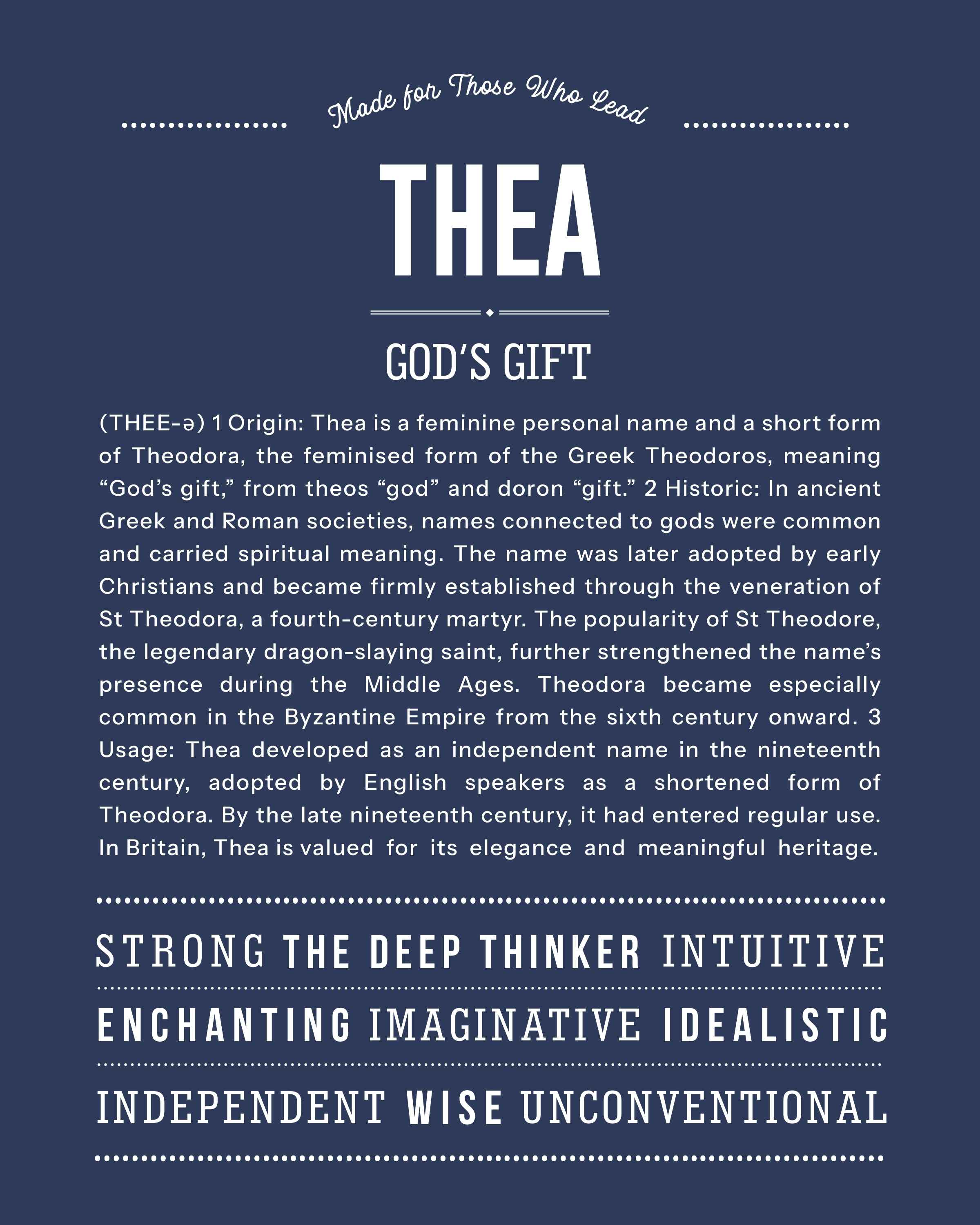 Thea | Personalised Name Meaning Print – Custom Name Art Gift