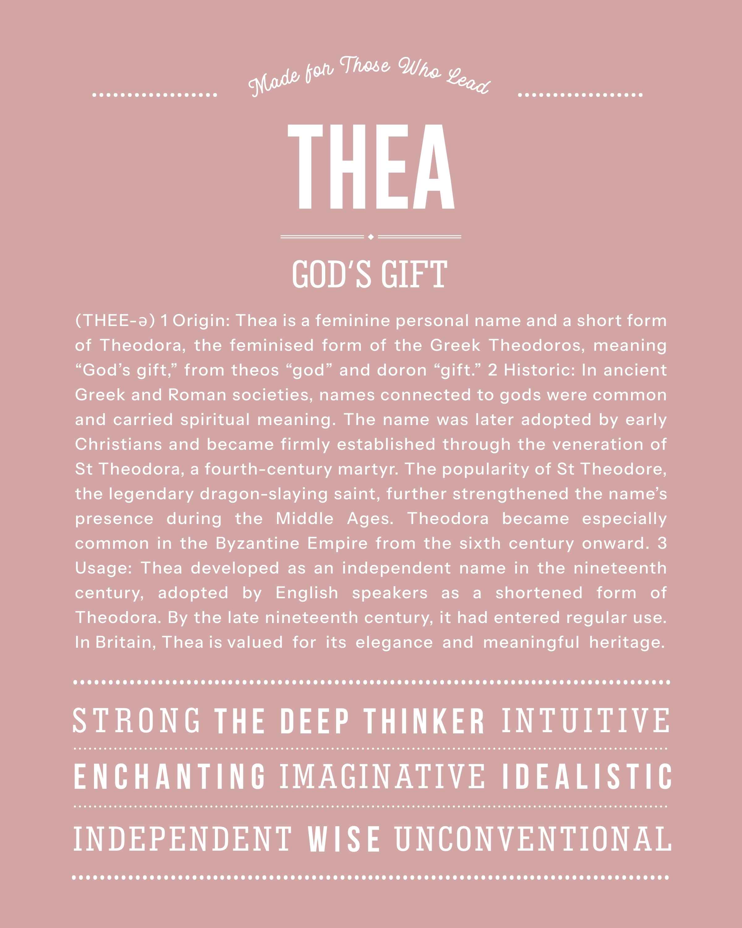 Thea | Personalised Name Meaning Print – Custom Name Art Gift