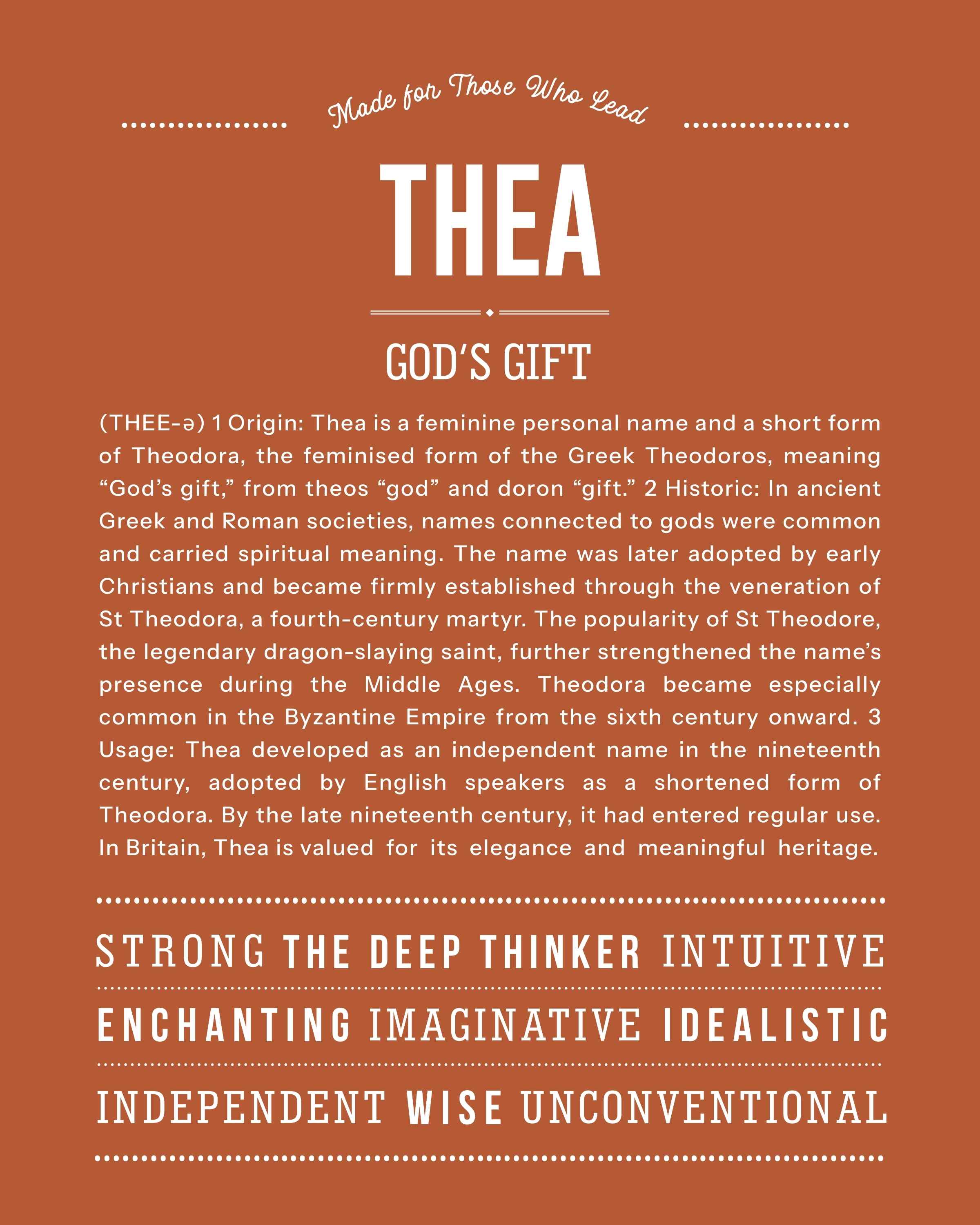 Thea | Personalised Name Meaning Print – Custom Name Art Gift