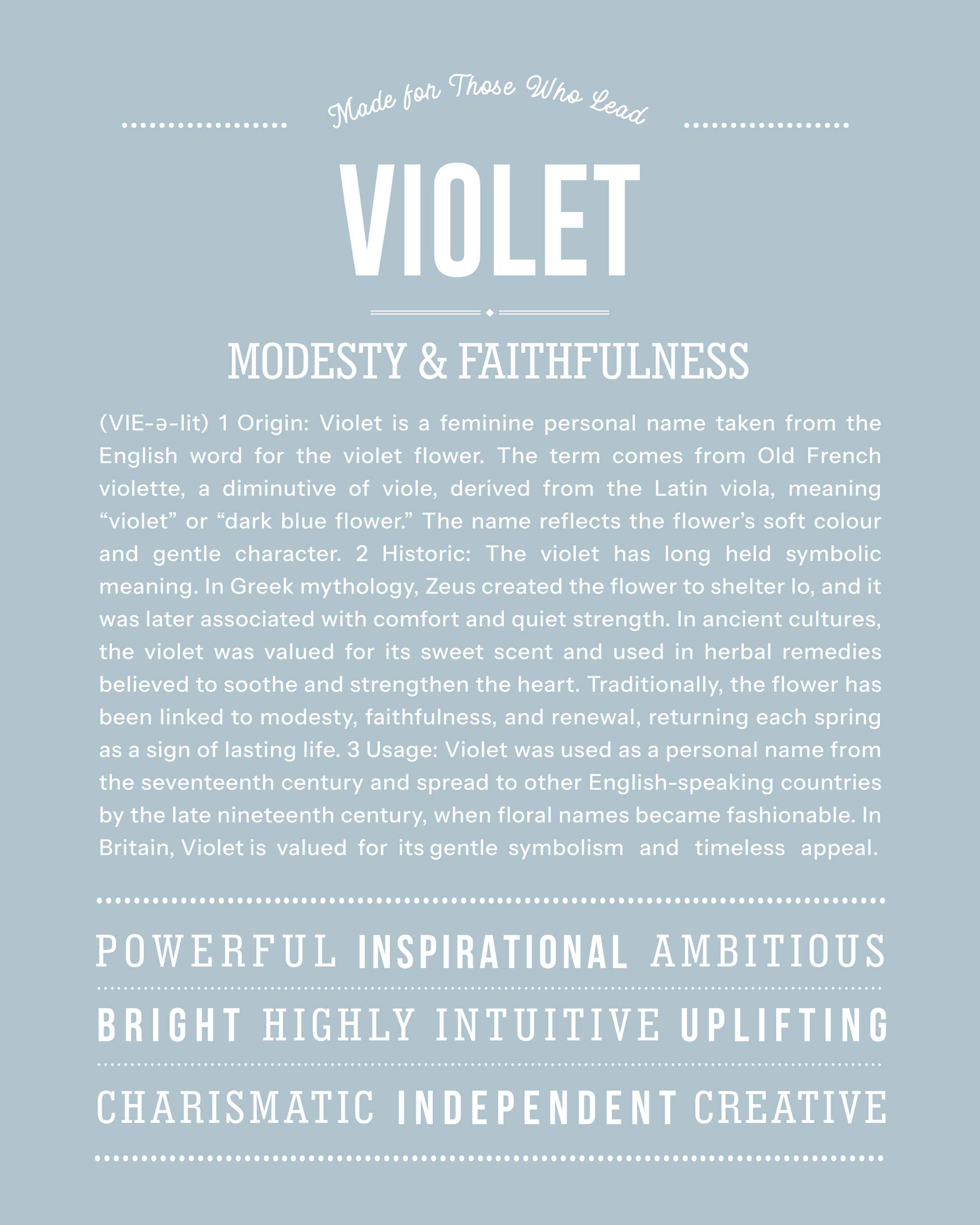 Violet  | Personalised Name Meaning Print – Custom Name Art Gift