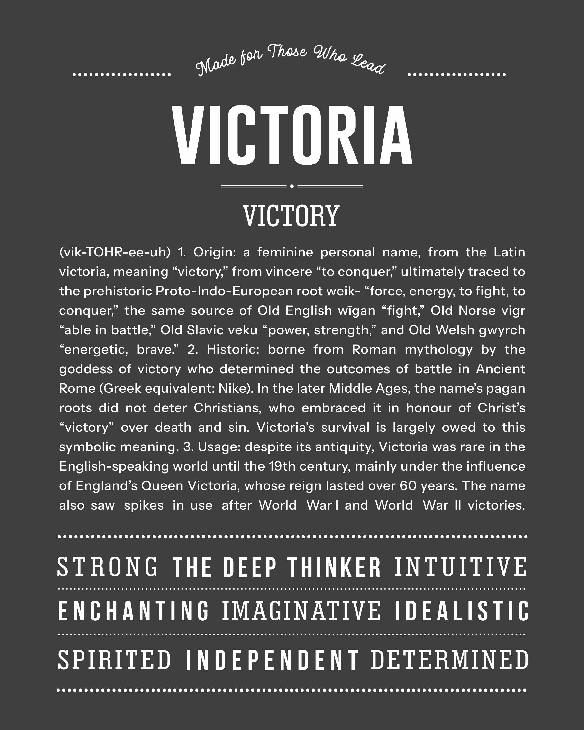 Victoria | Personalised Name Meaning Print – Custom Name Art Gift