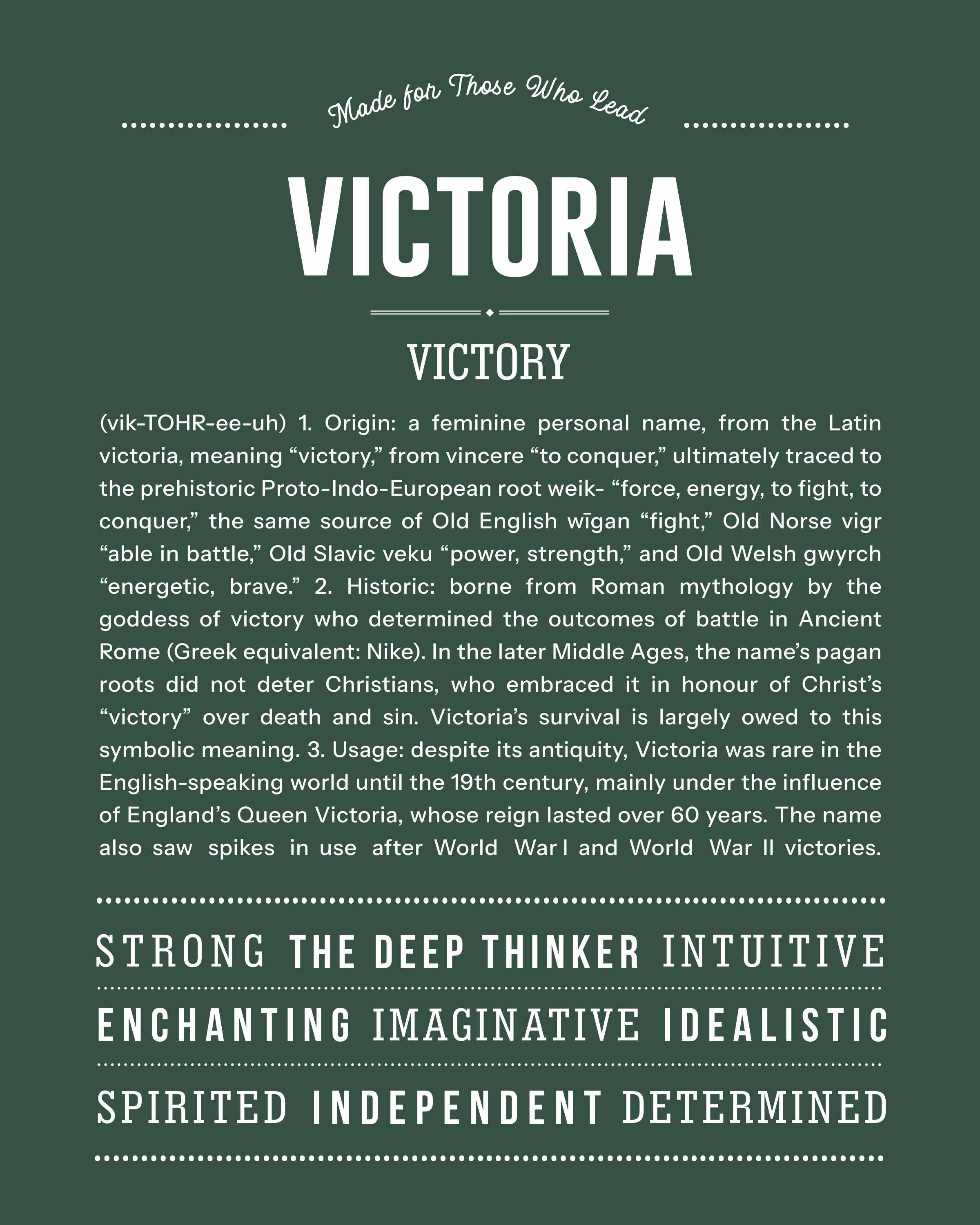 Victoria | Personalised Name Meaning Print – Custom Name Art Gift
