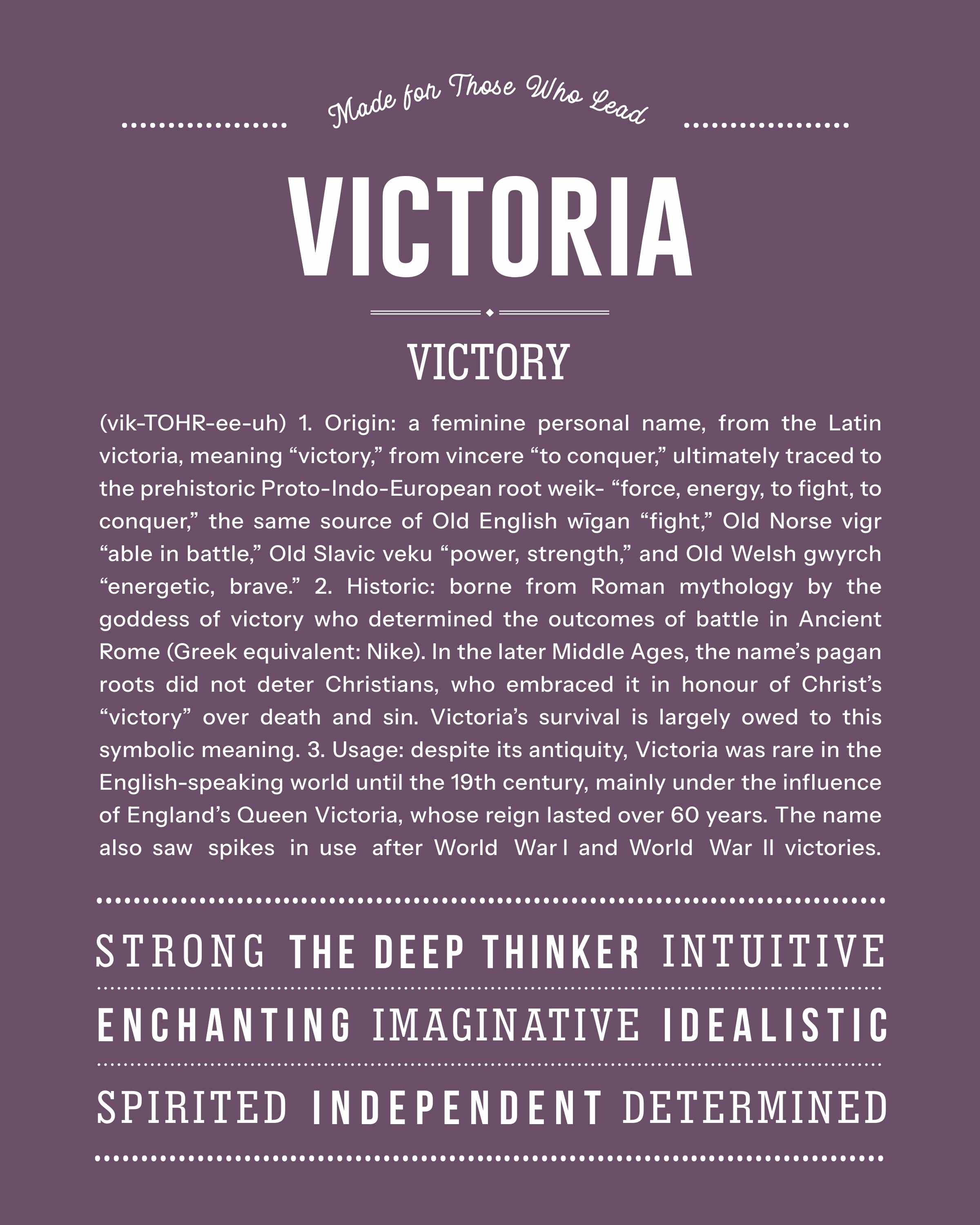 Victoria | Personalised Name Meaning Print – Custom Name Art Gift