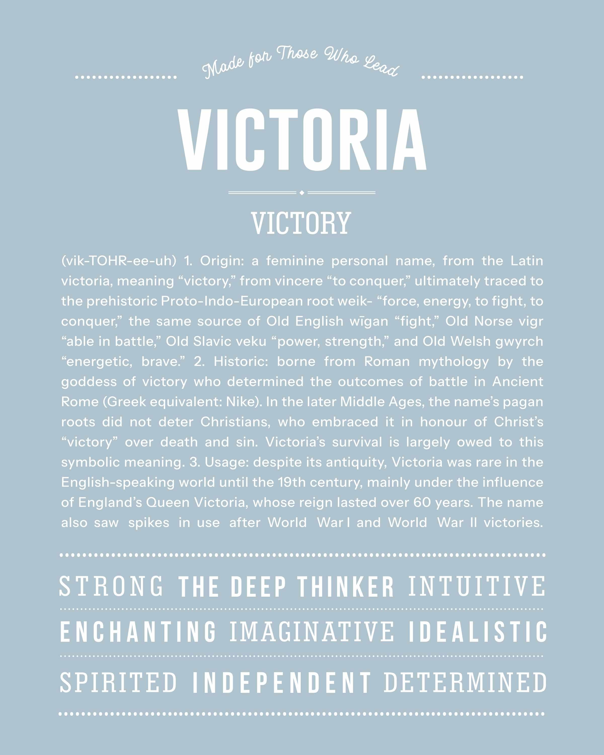 Victoria | Personalised Name Meaning Print – Custom Name Art Gift