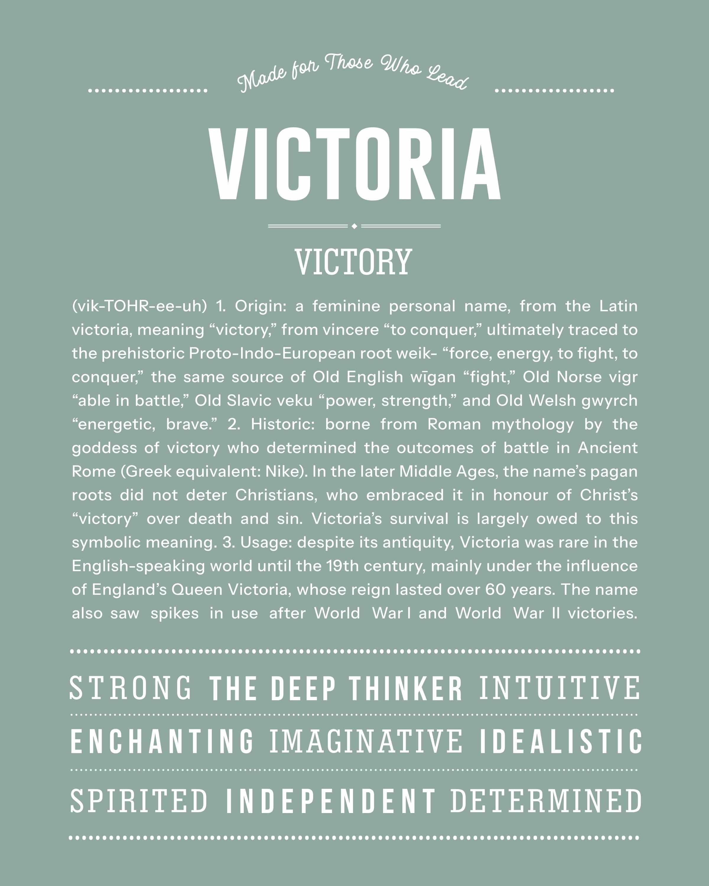 Victoria | Personalised Name Meaning Print – Custom Name Art Gift