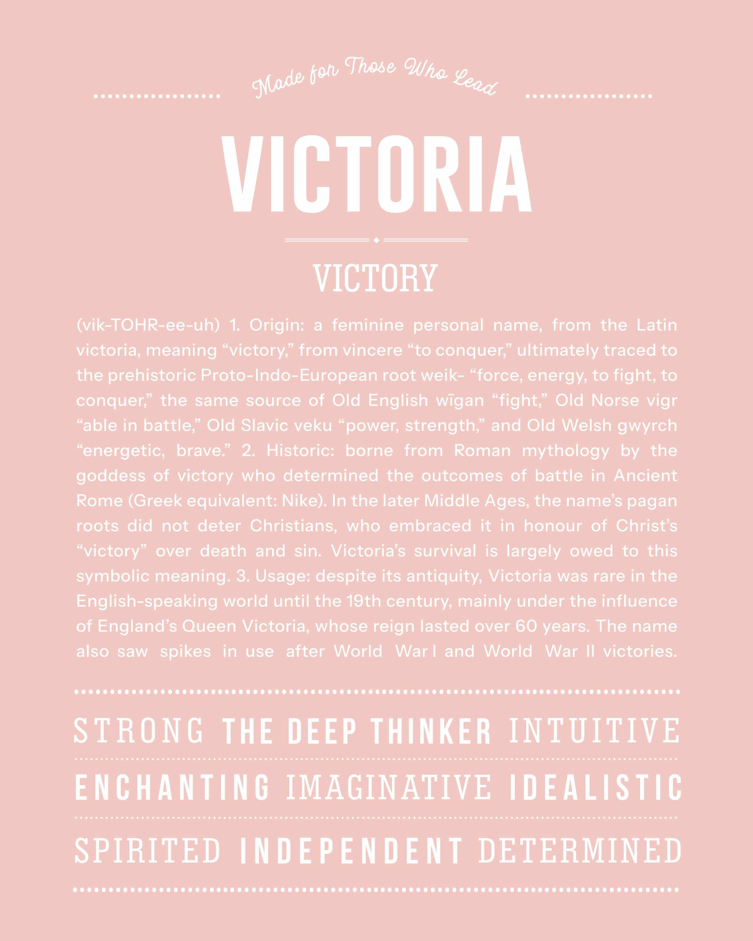 Victoria | Personalised Name Meaning Print – Custom Name Art Gift
