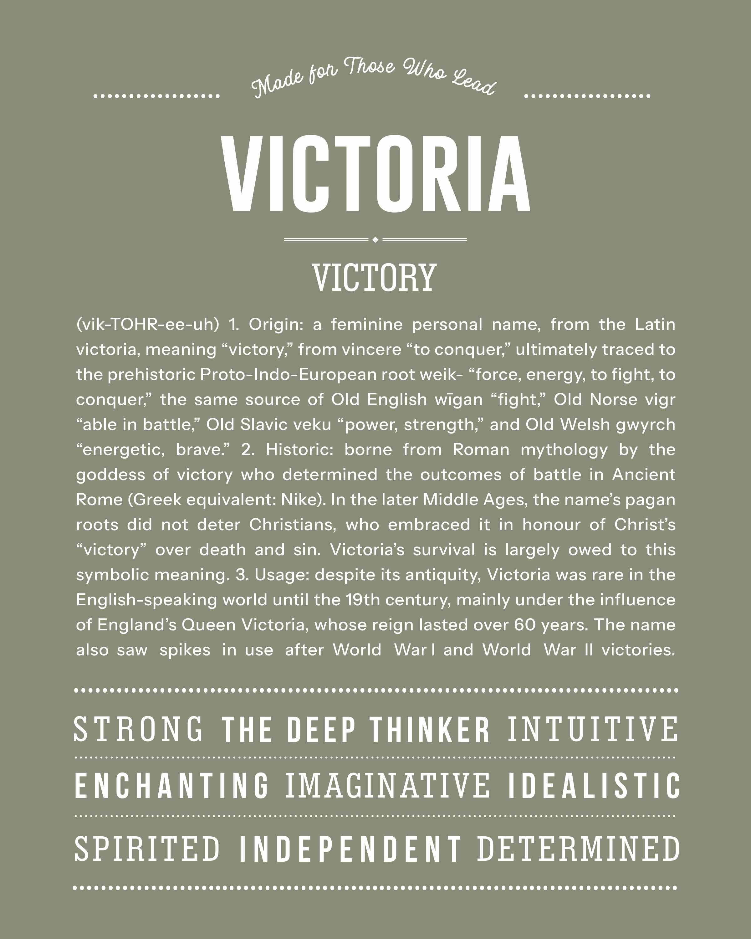 Victoria | Personalised Name Meaning Print – Custom Name Art Gift