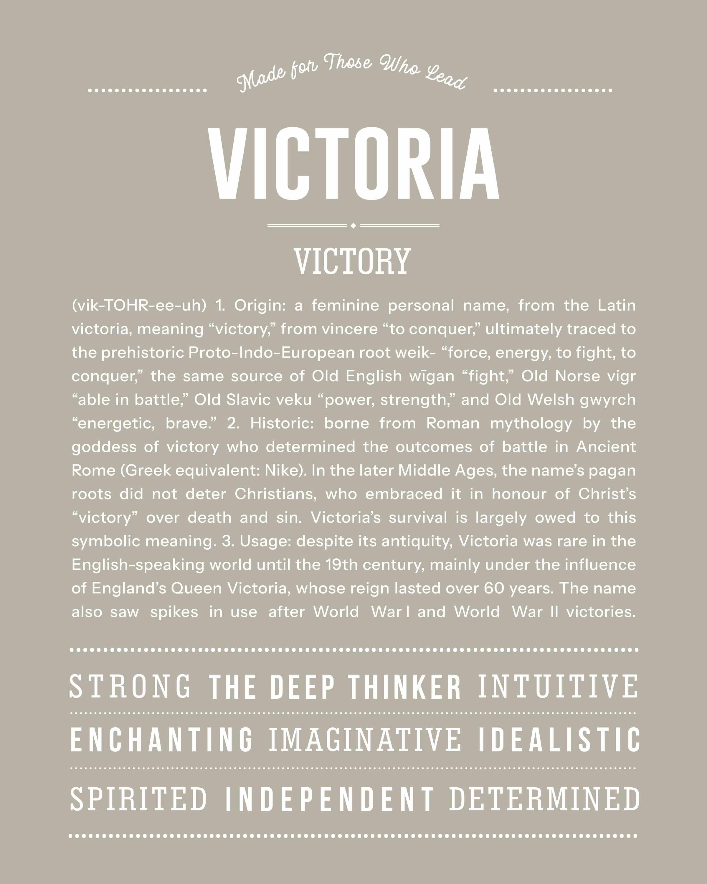 Victoria | Personalised Name Meaning Print – Custom Name Art Gift
