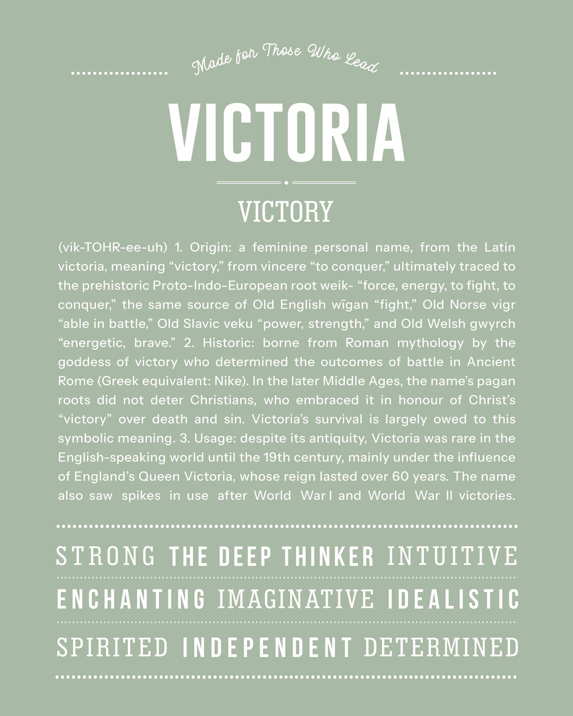 Victoria | Personalised Name Meaning Print – Custom Name Art Gift