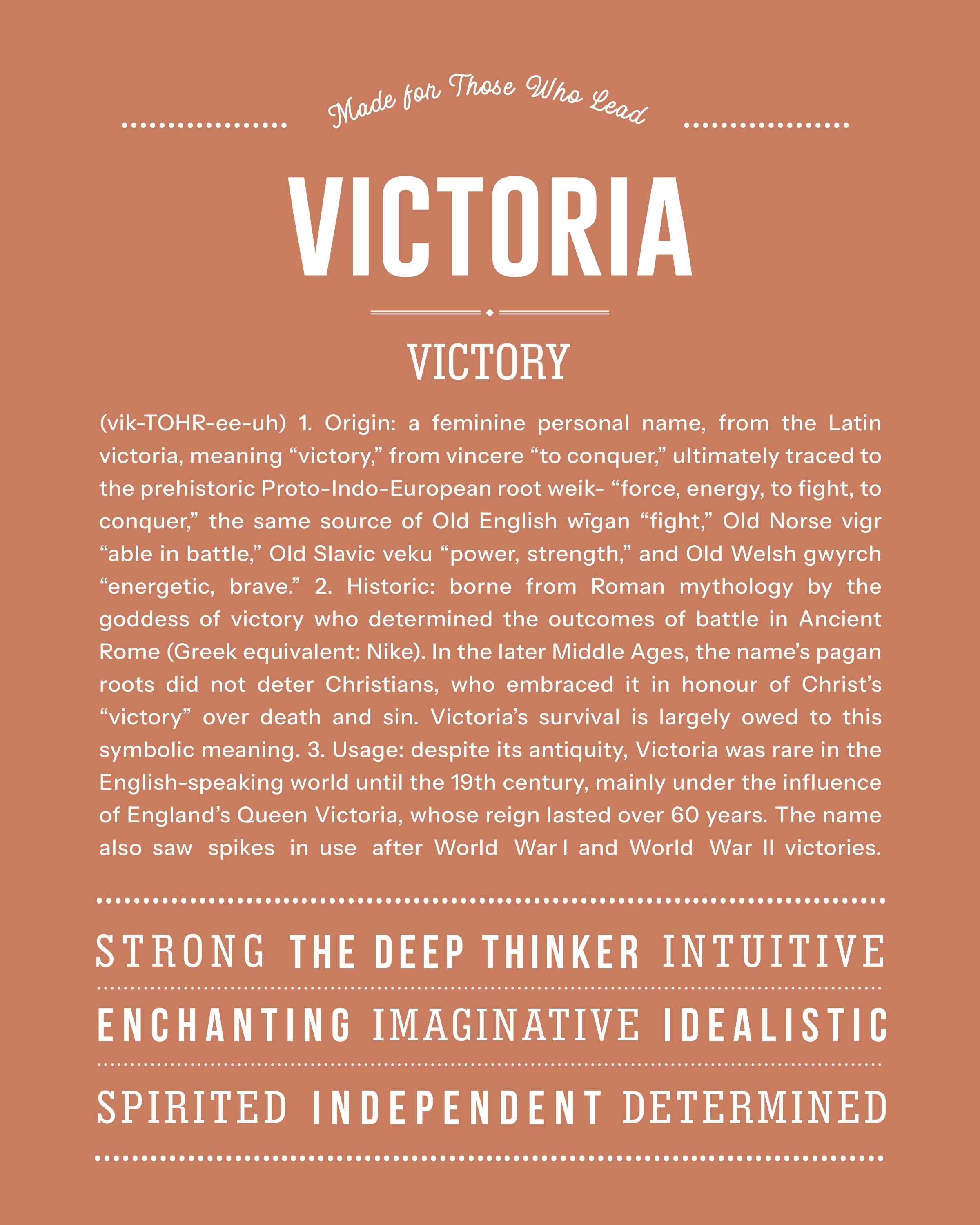 Victoria | Personalised Name Meaning Print – Custom Name Art Gift