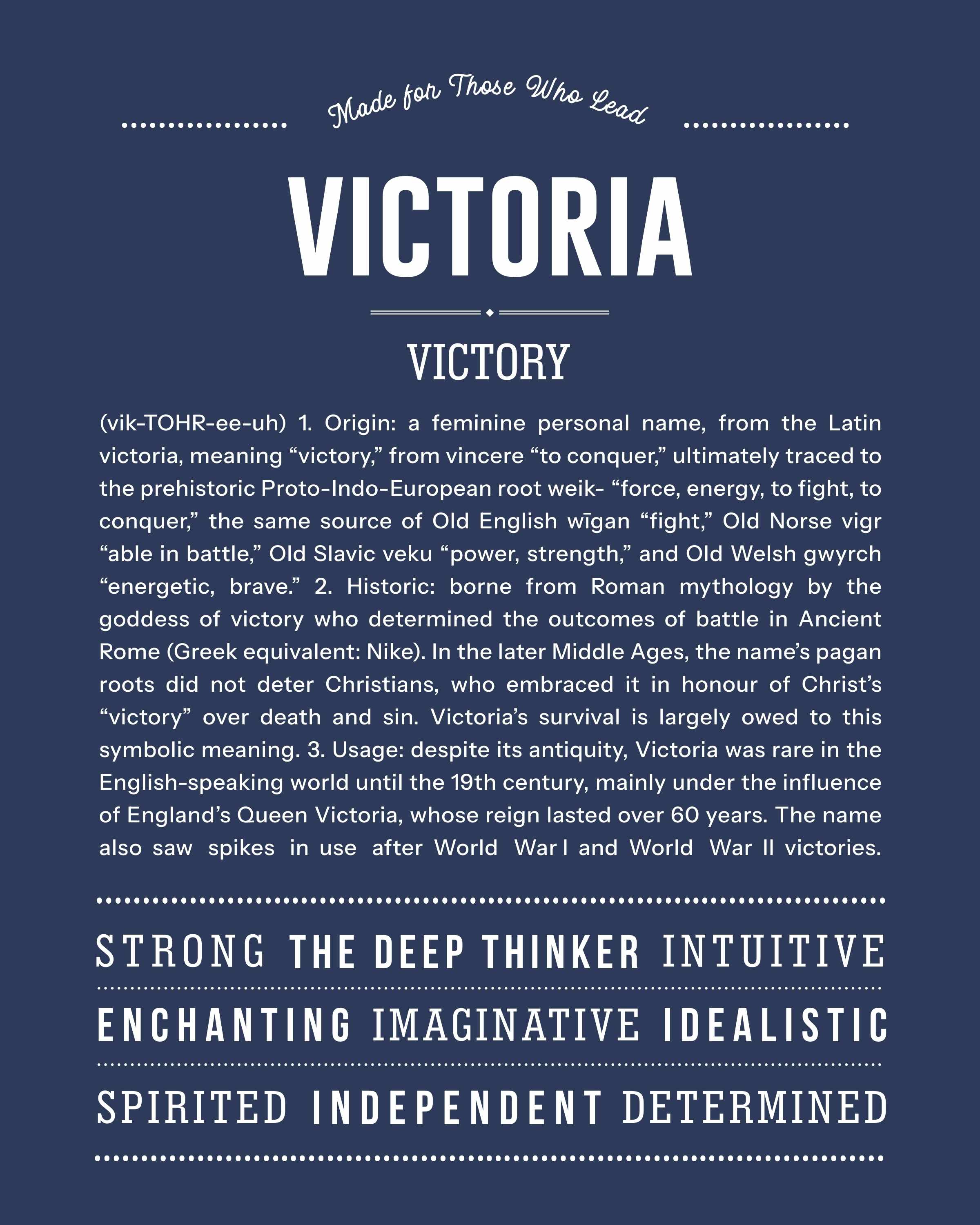 Victoria | Personalised Name Meaning Print – Custom Name Art Gift