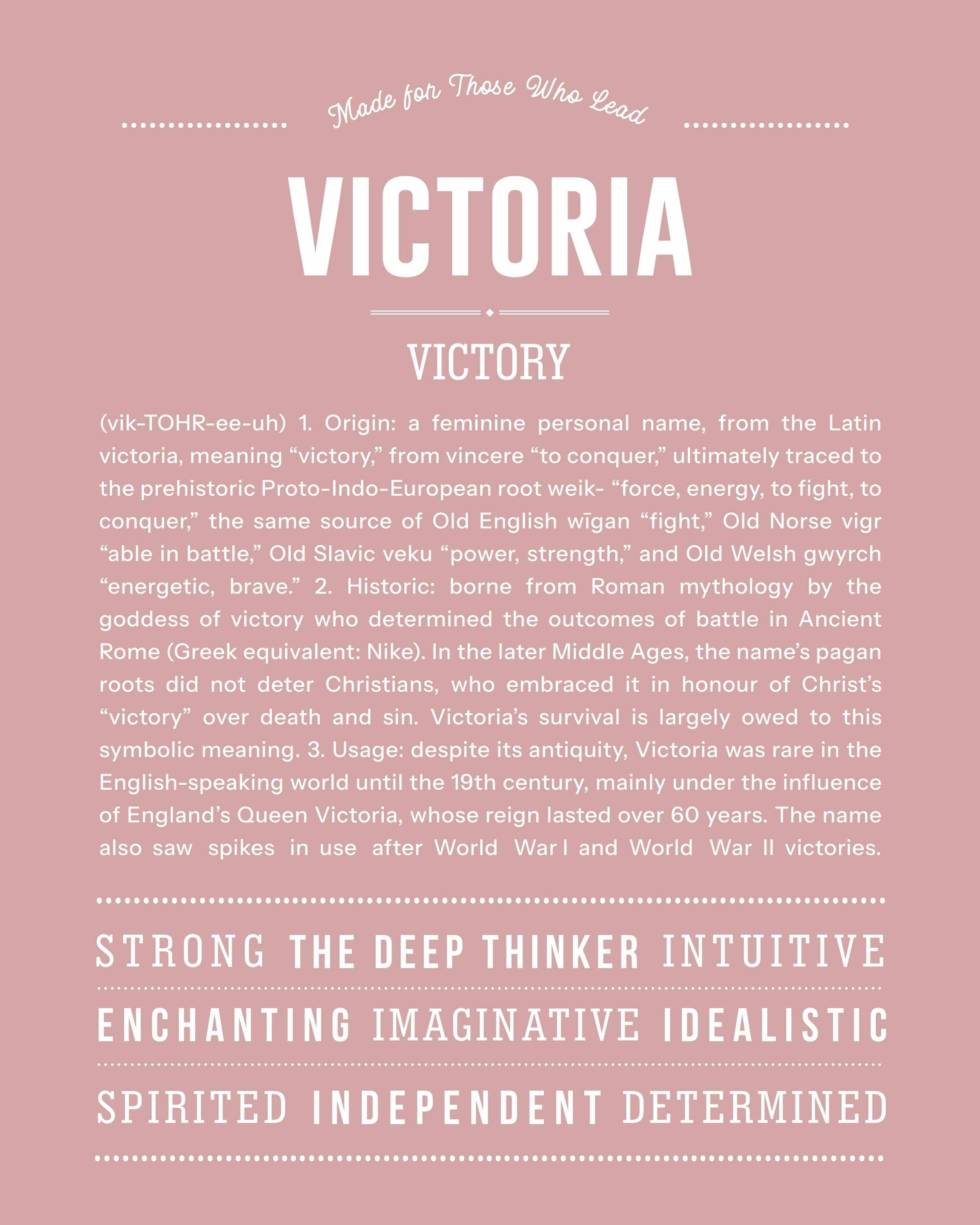 Victoria | Personalised Name Meaning Print – Custom Name Art Gift