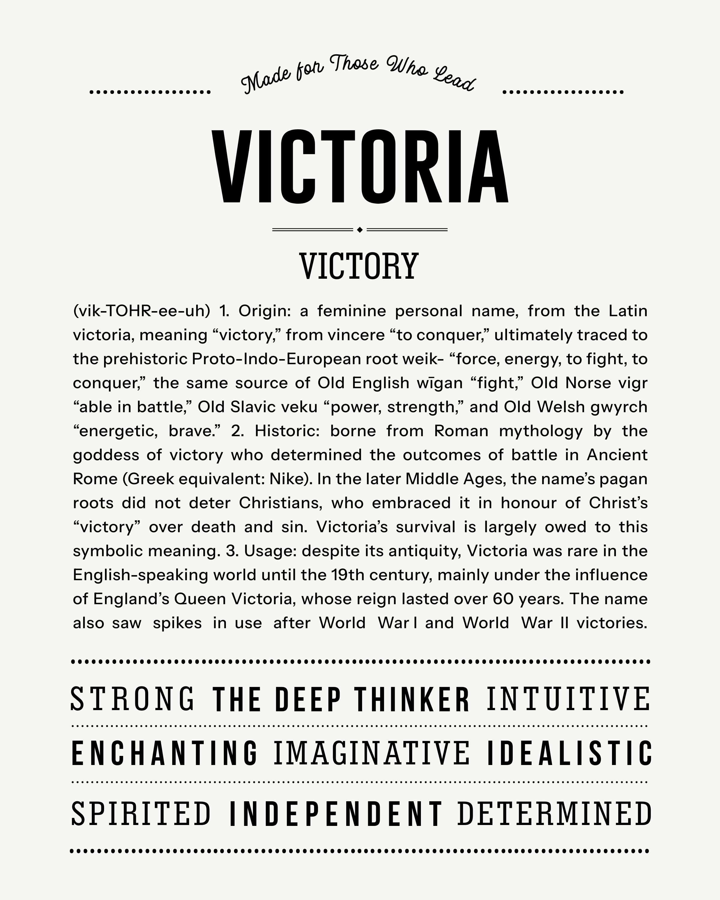 Victoria | Personalised Name Meaning Print – Custom Name Art Gift