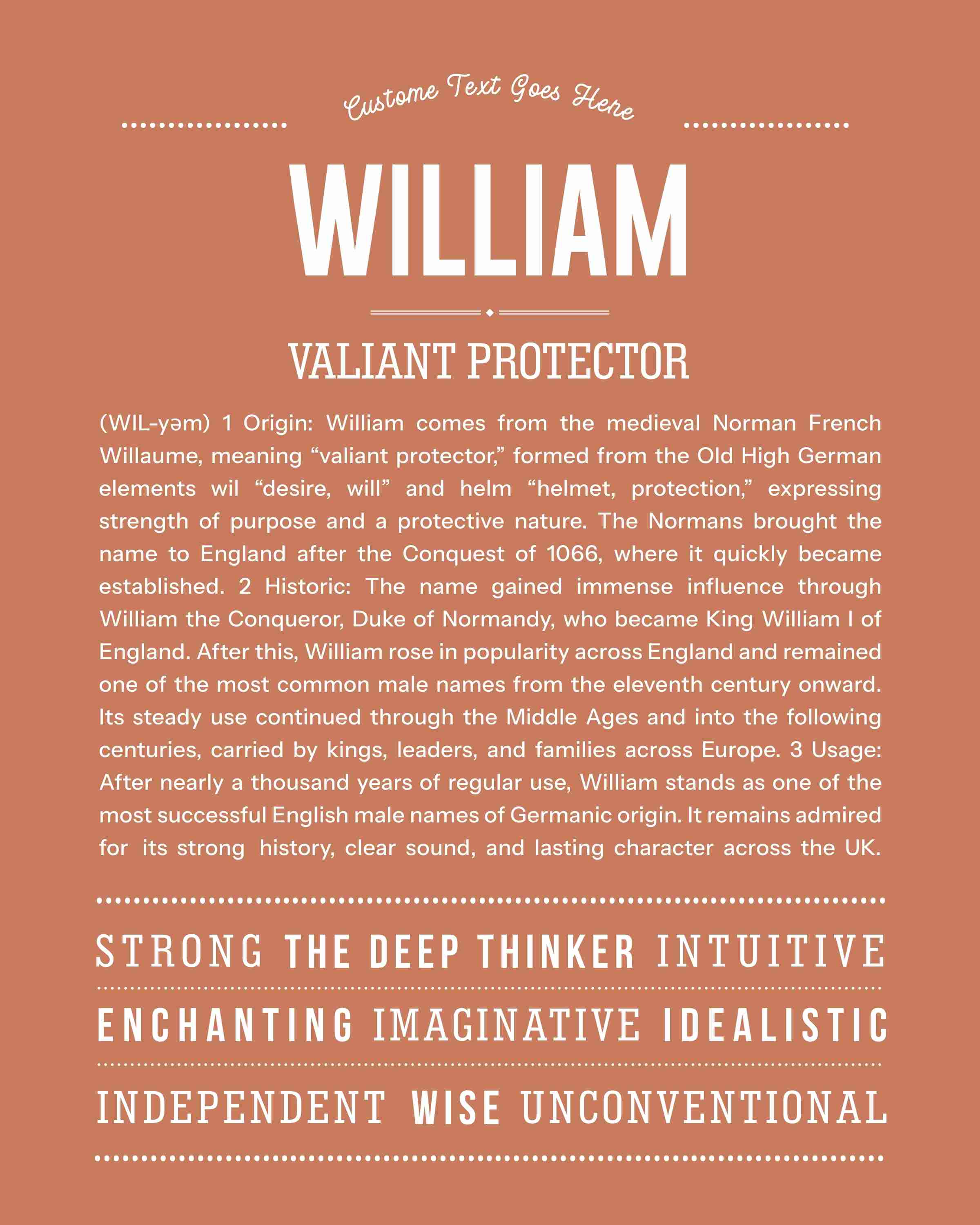 William | Personalised Name Meaning Print – Custom Name Art Gift