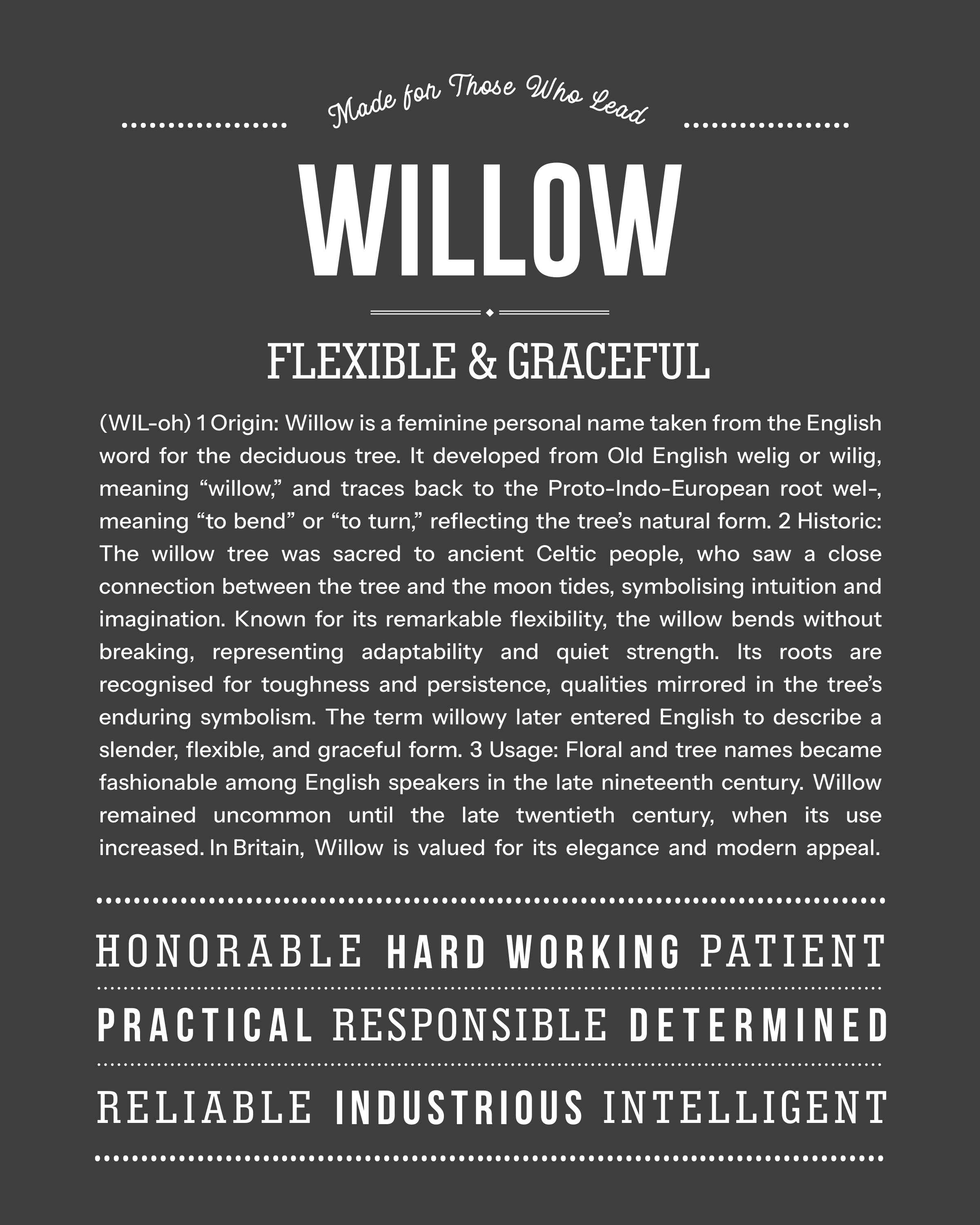 Willow | Personalised Name Meaning Print – Custom Name Art Gift