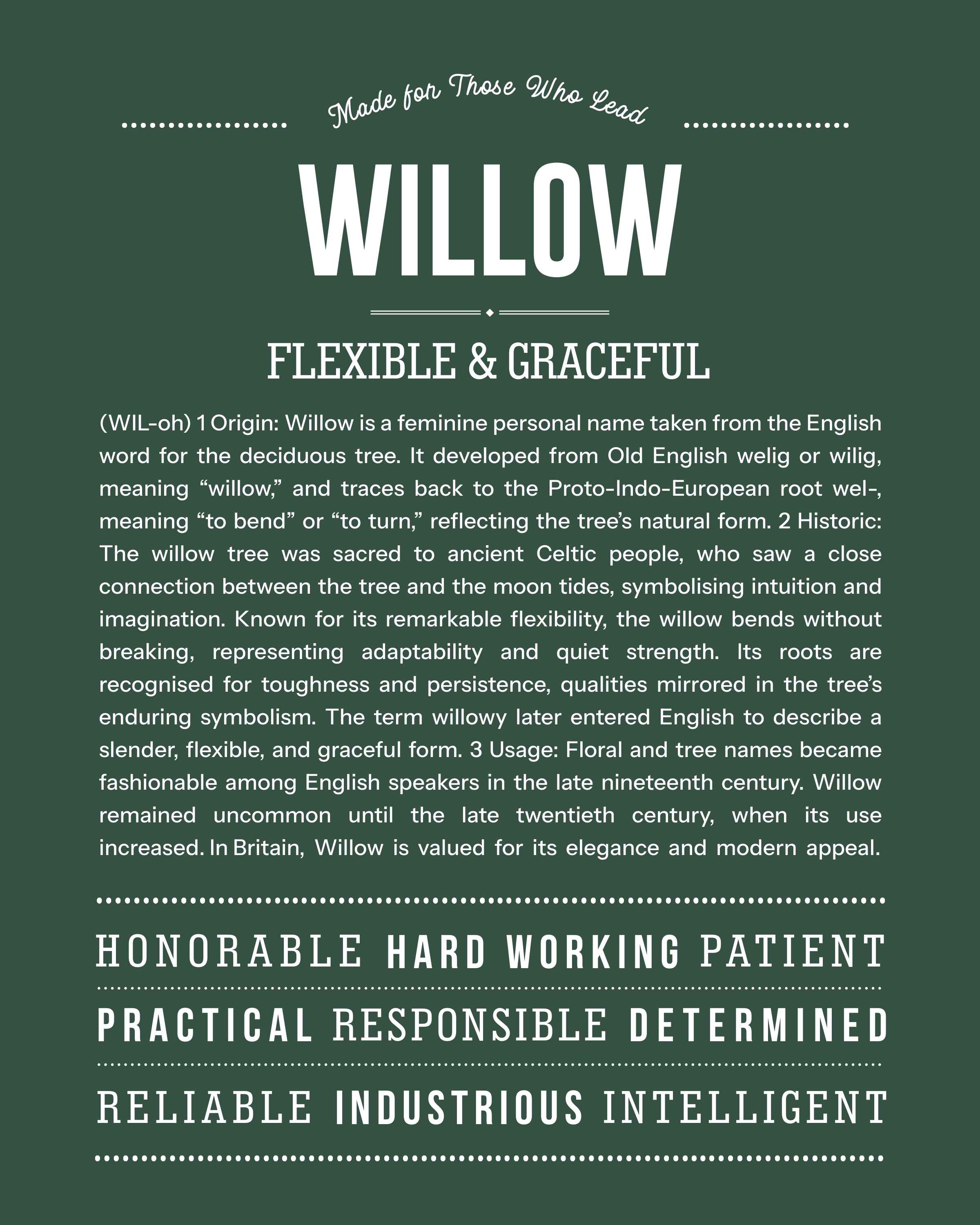 Willow | Personalised Name Meaning Print – Custom Name Art Gift