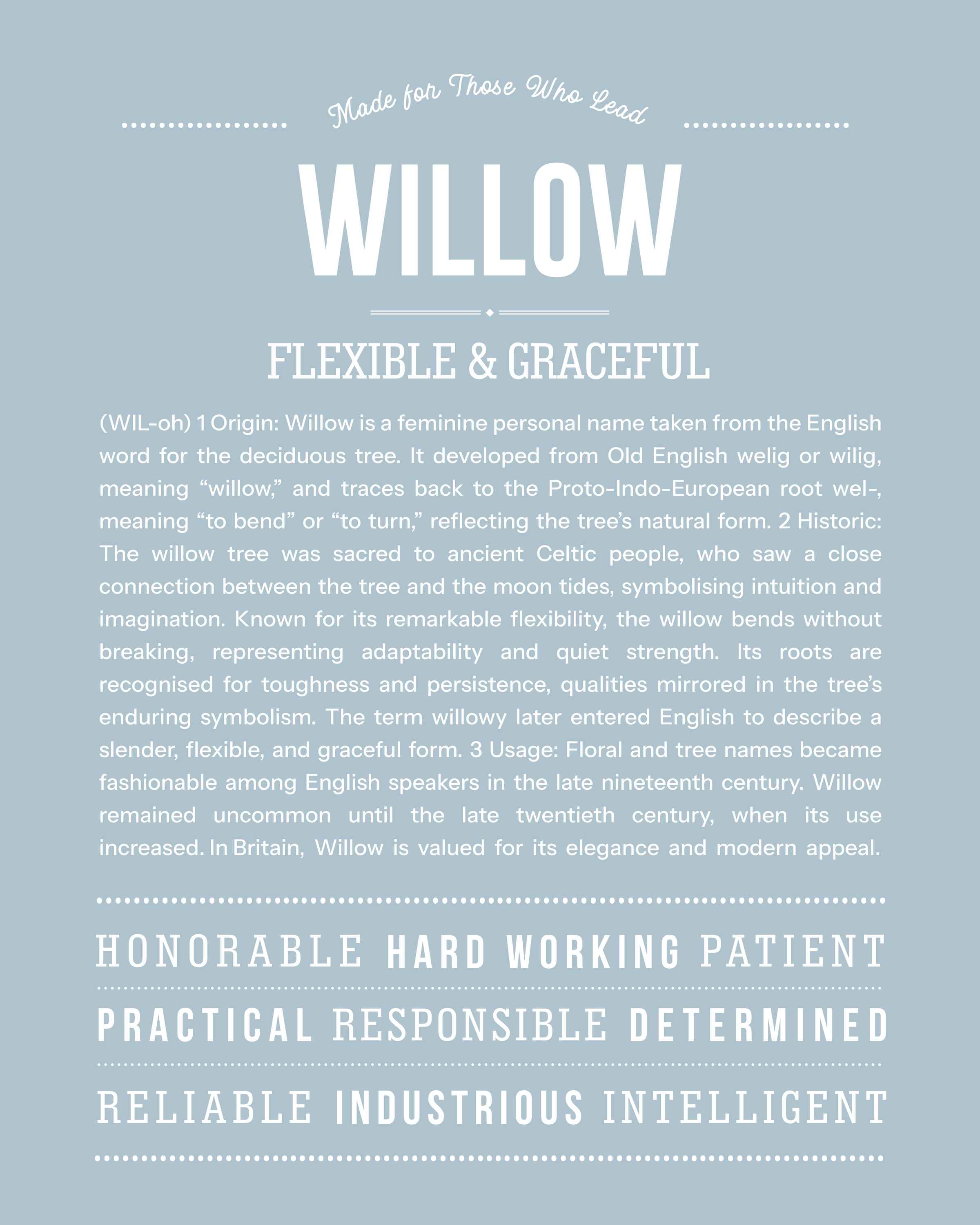 Willow | Personalised Name Meaning Print – Custom Name Art Gift