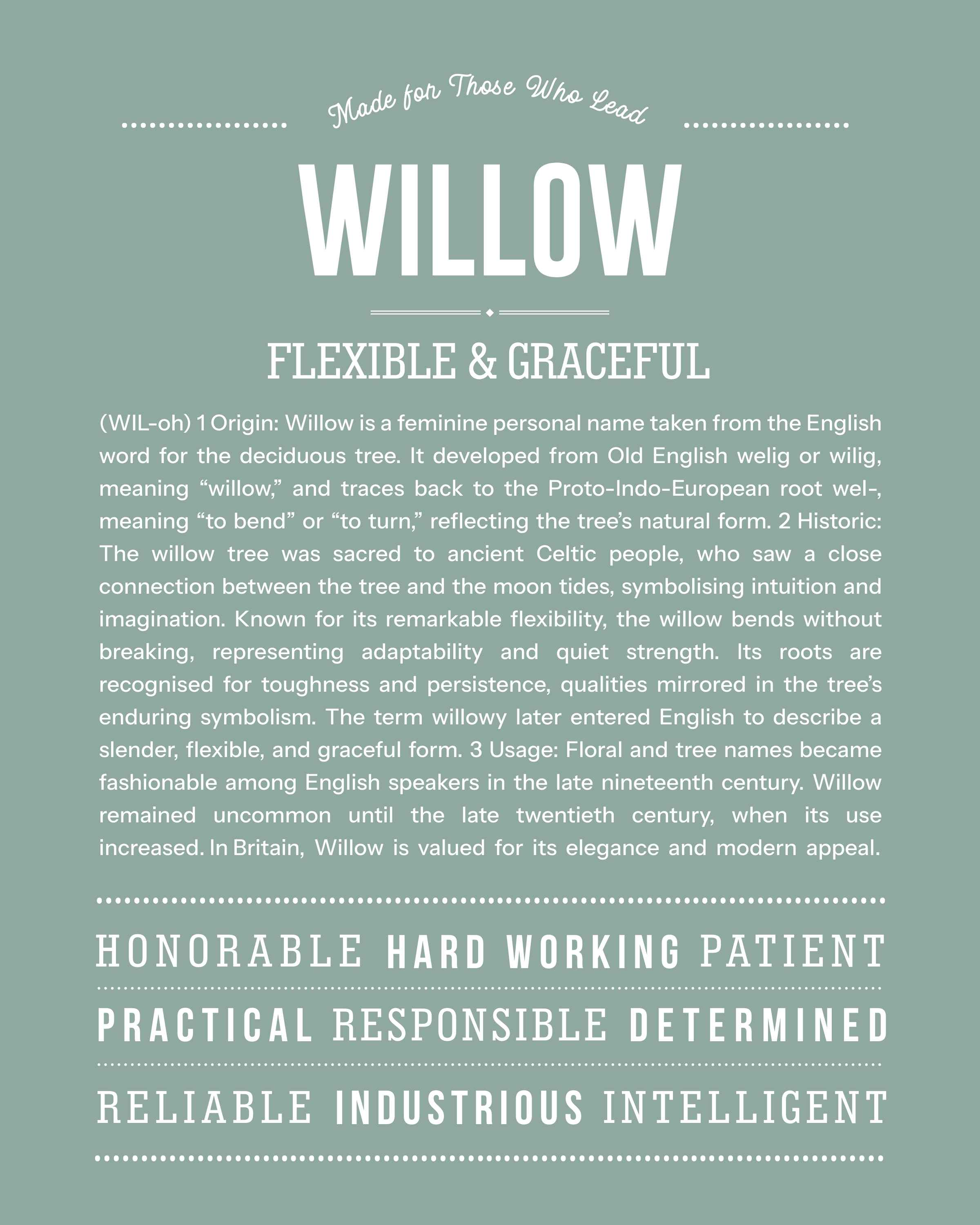 Willow | Personalised Name Meaning Print – Custom Name Art Gift